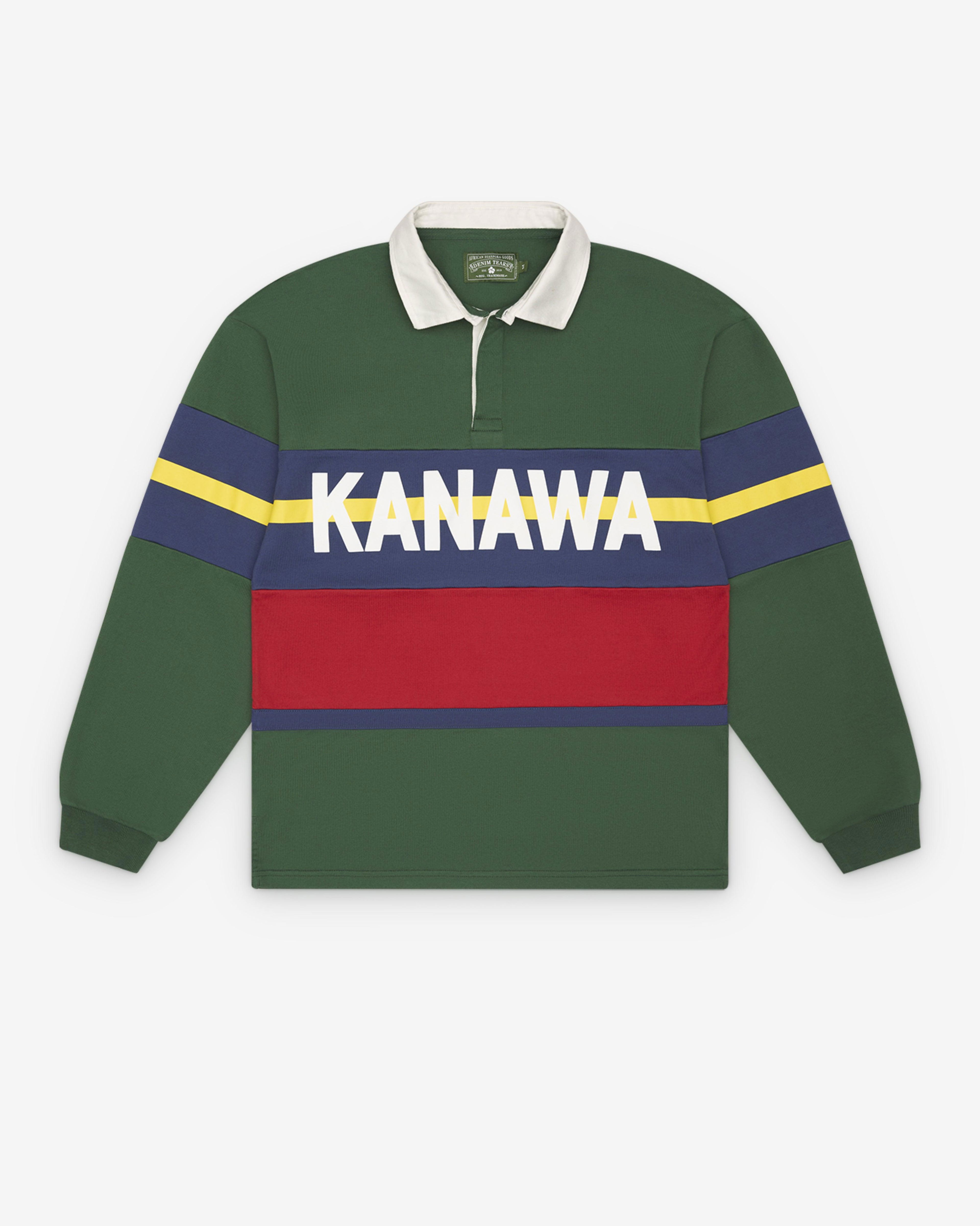 Denim Tears - Men's LS Collegiate Rugby - (Green) by DENIM TEARS