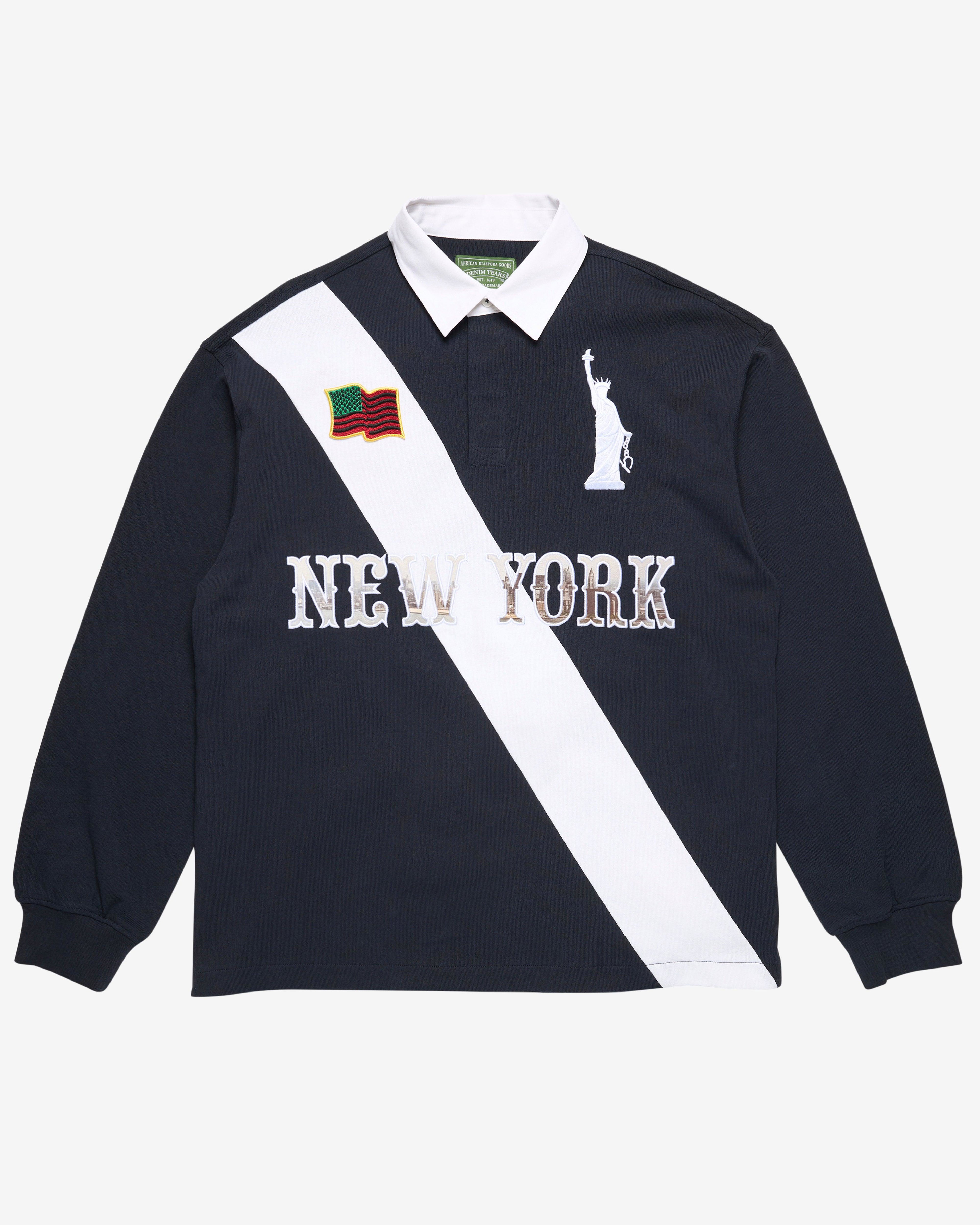 Denim Tears - Men's Lady Liberty Rugby - (Navy) by DENIM TEARS