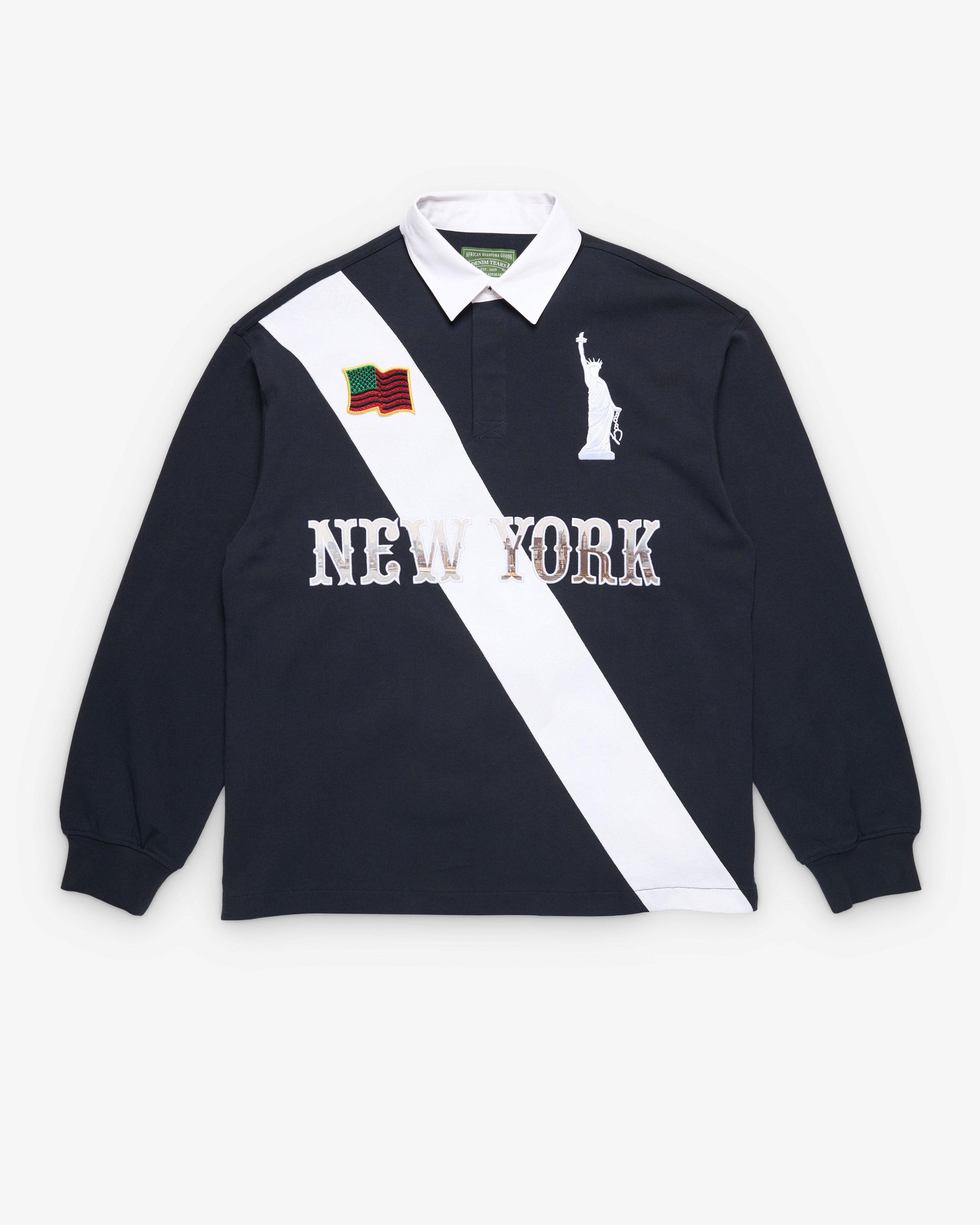 Denim Tears - Men's Lady Liberty Rugby - (Navy) by DENIM TEARS