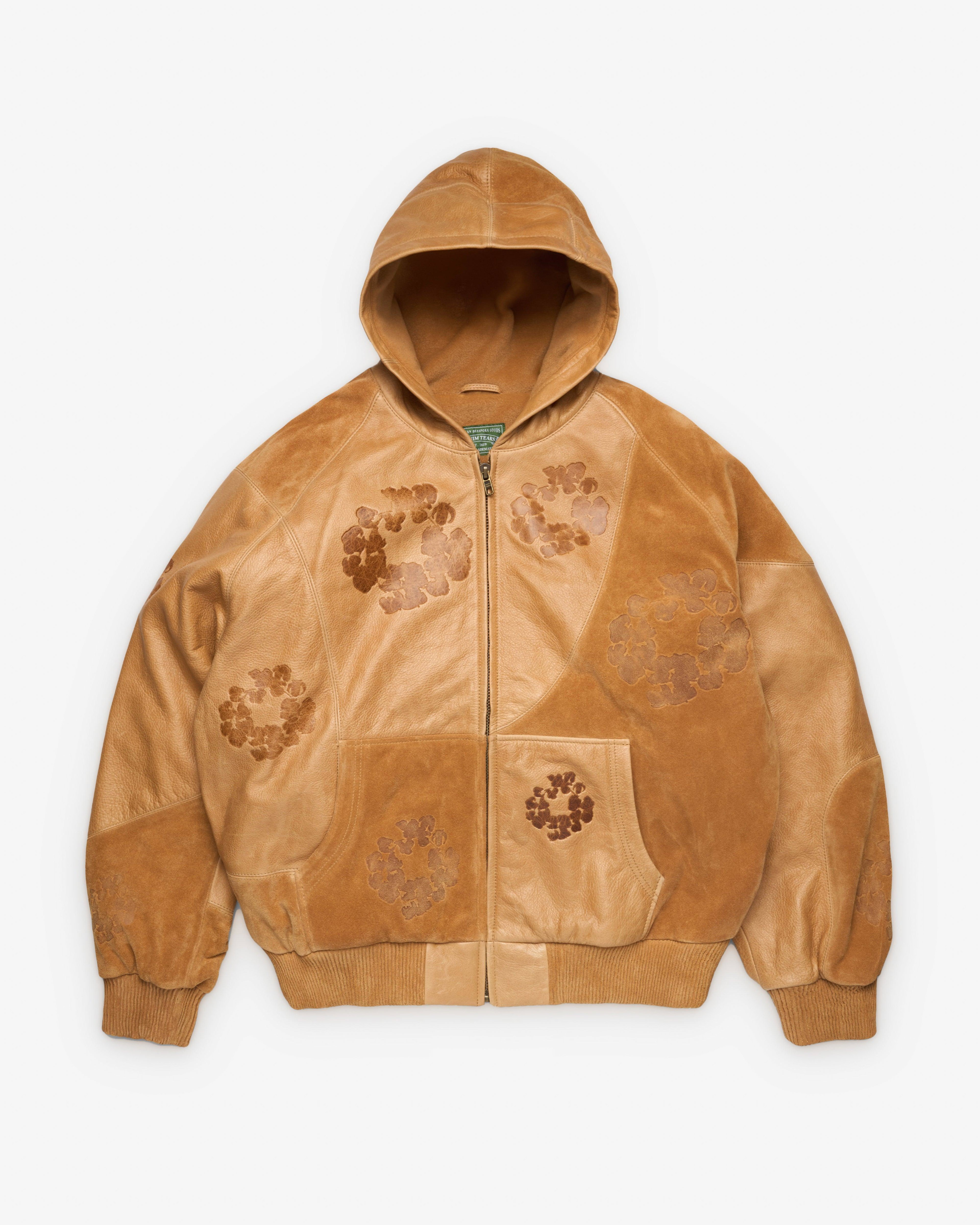 Denim Tears - Men's Leather Wreath Hoodie - (Brown) by DENIM TEARS