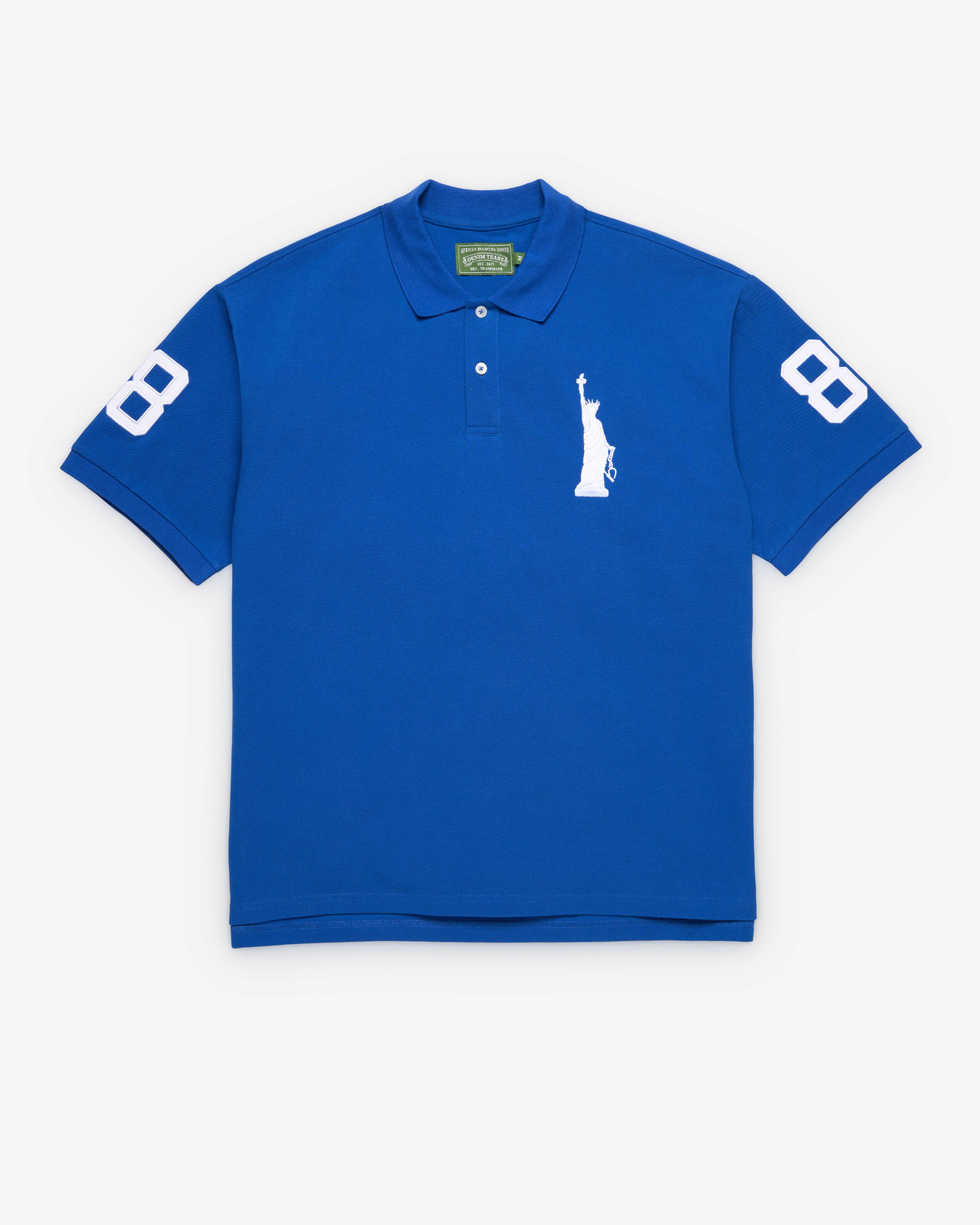 Denim Tears - Men's Liberty Polo - (Blue) by DENIM TEARS