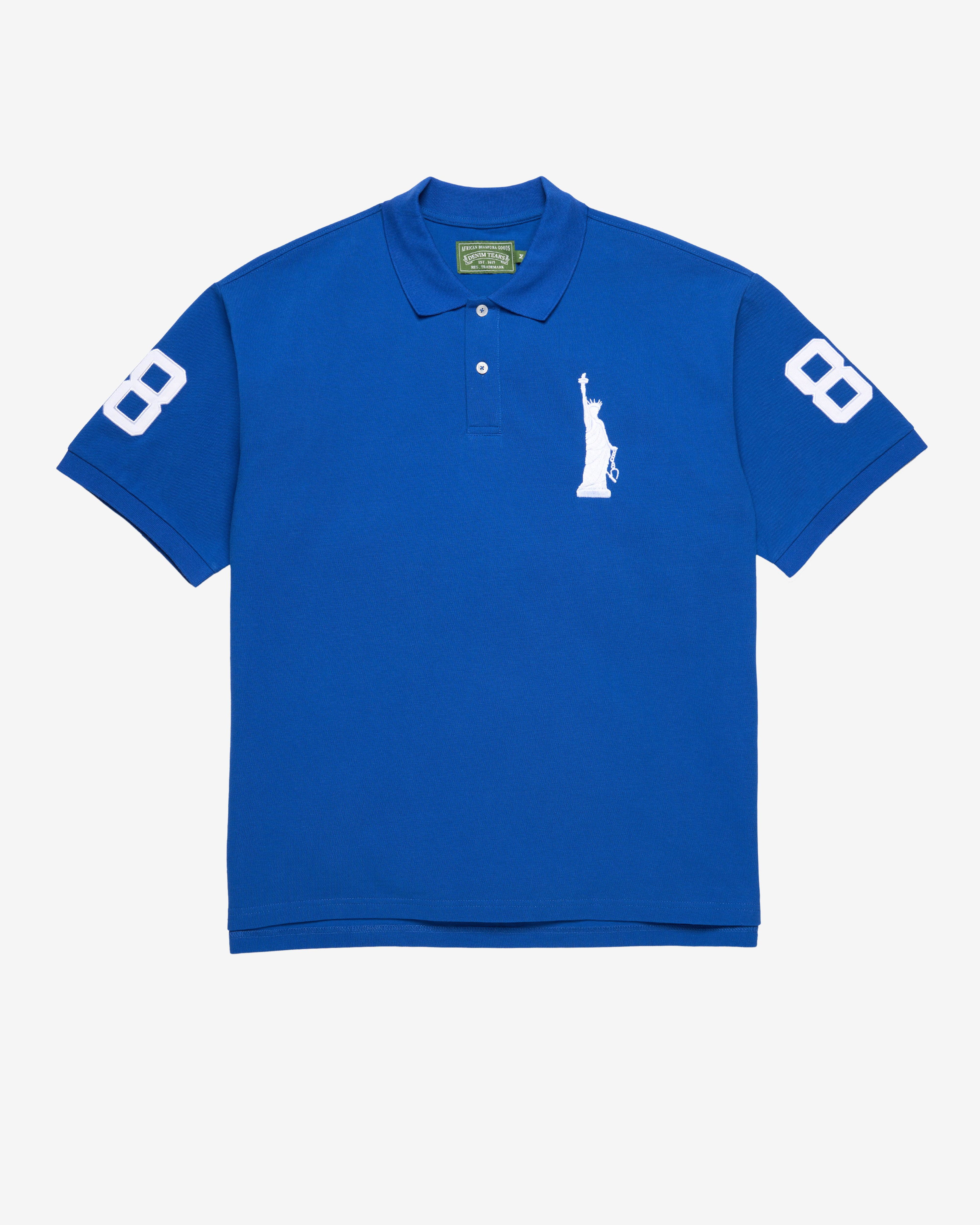 Denim Tears - Men's Liberty Polo - (Blue) by DENIM TEARS