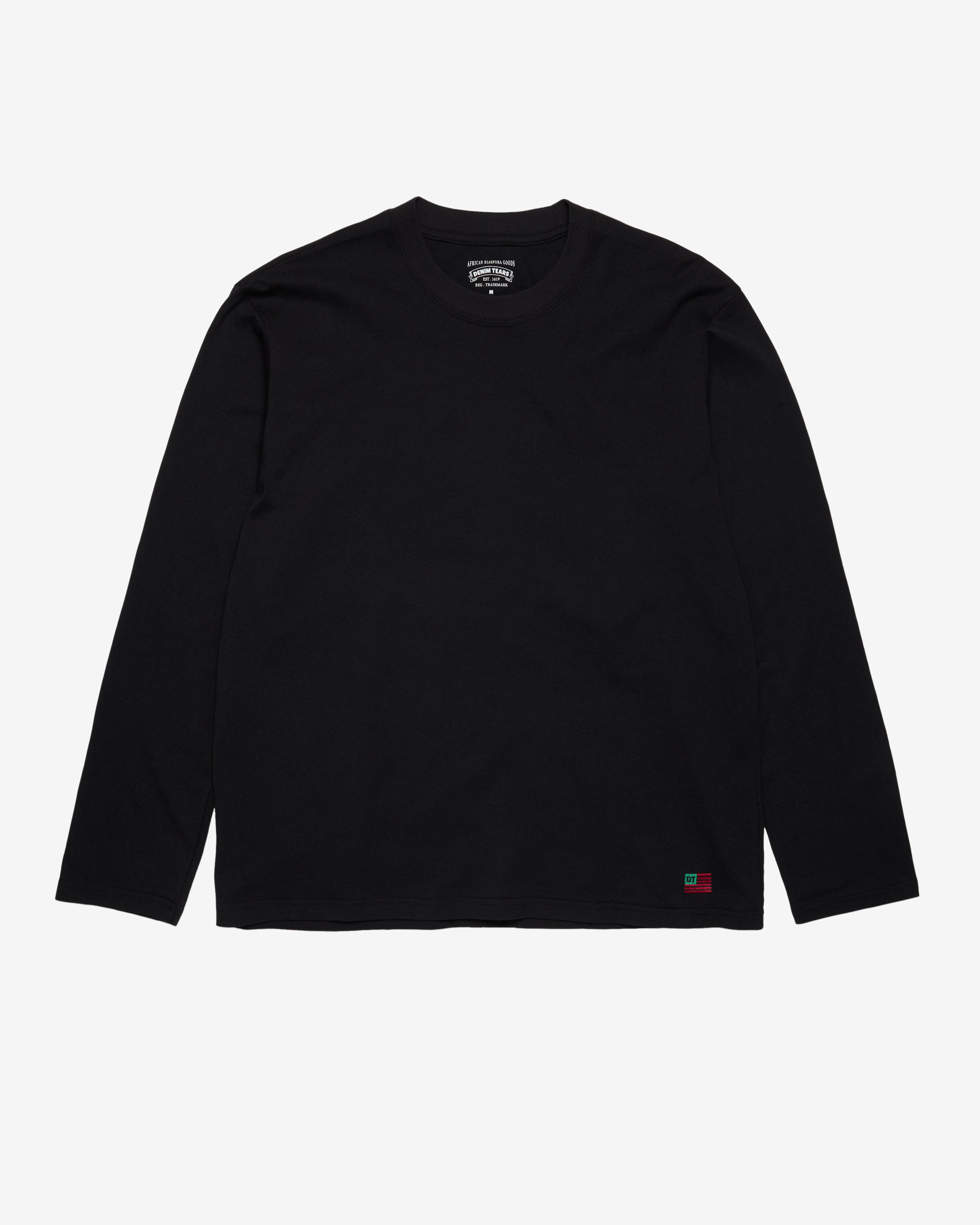 Denim Tears - Men's Long Sleeve Flag Tee - (Black) by DENIM TEARS