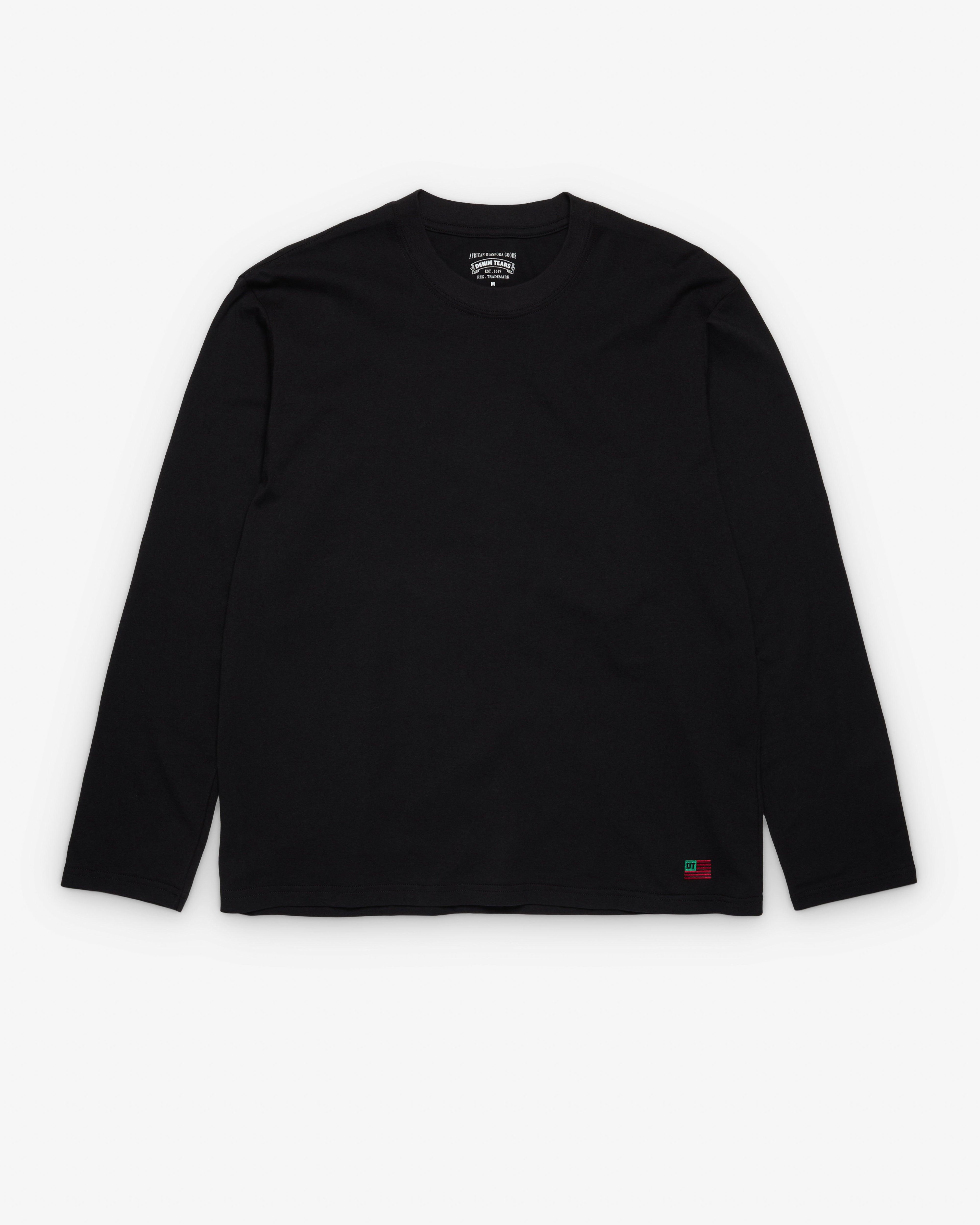 Denim Tears - Men's Long Sleeve Flag Tee - (Black) by DENIM TEARS