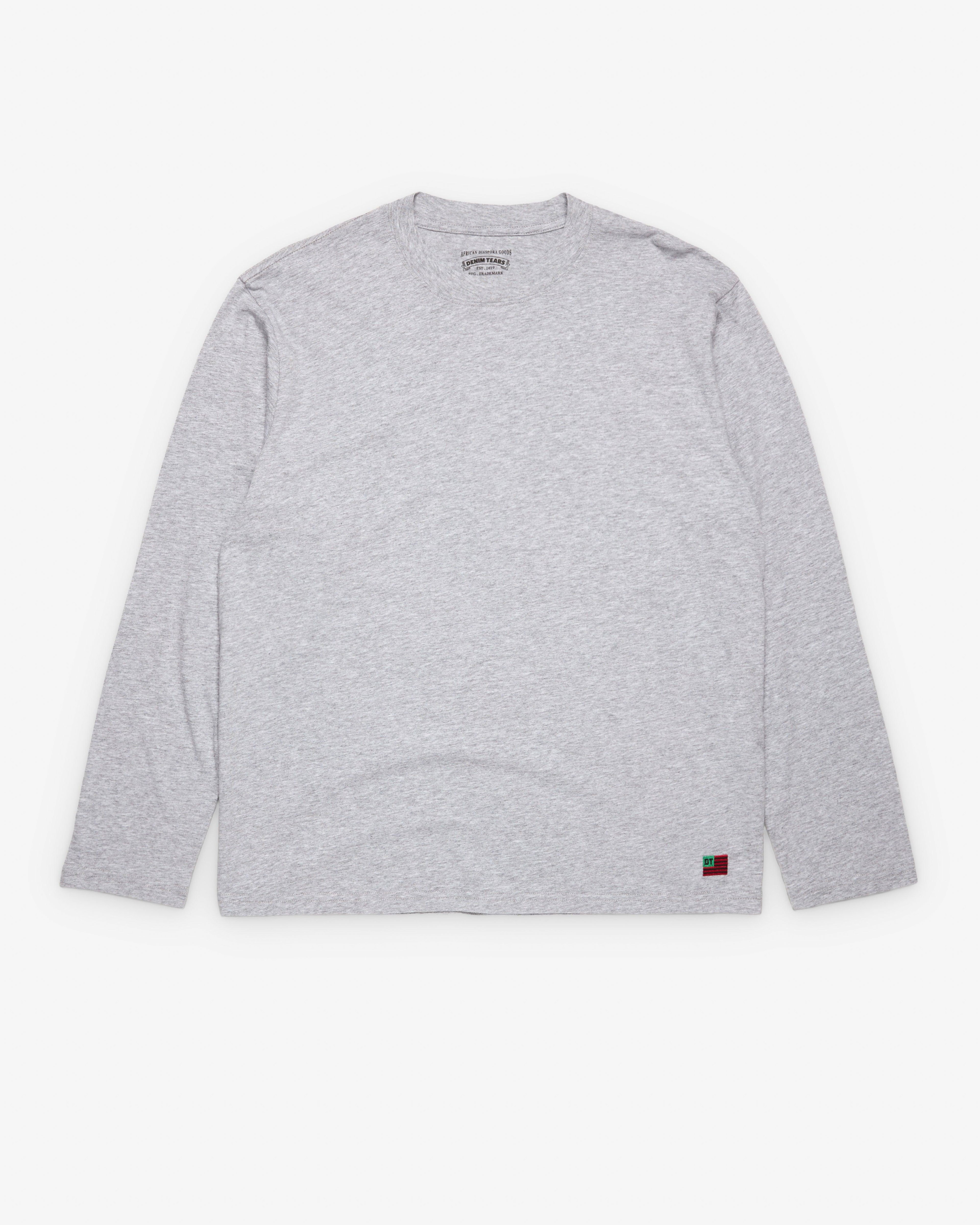Denim Tears - Men's Long Sleeve Flag Tee - (Grey) by DENIM TEARS