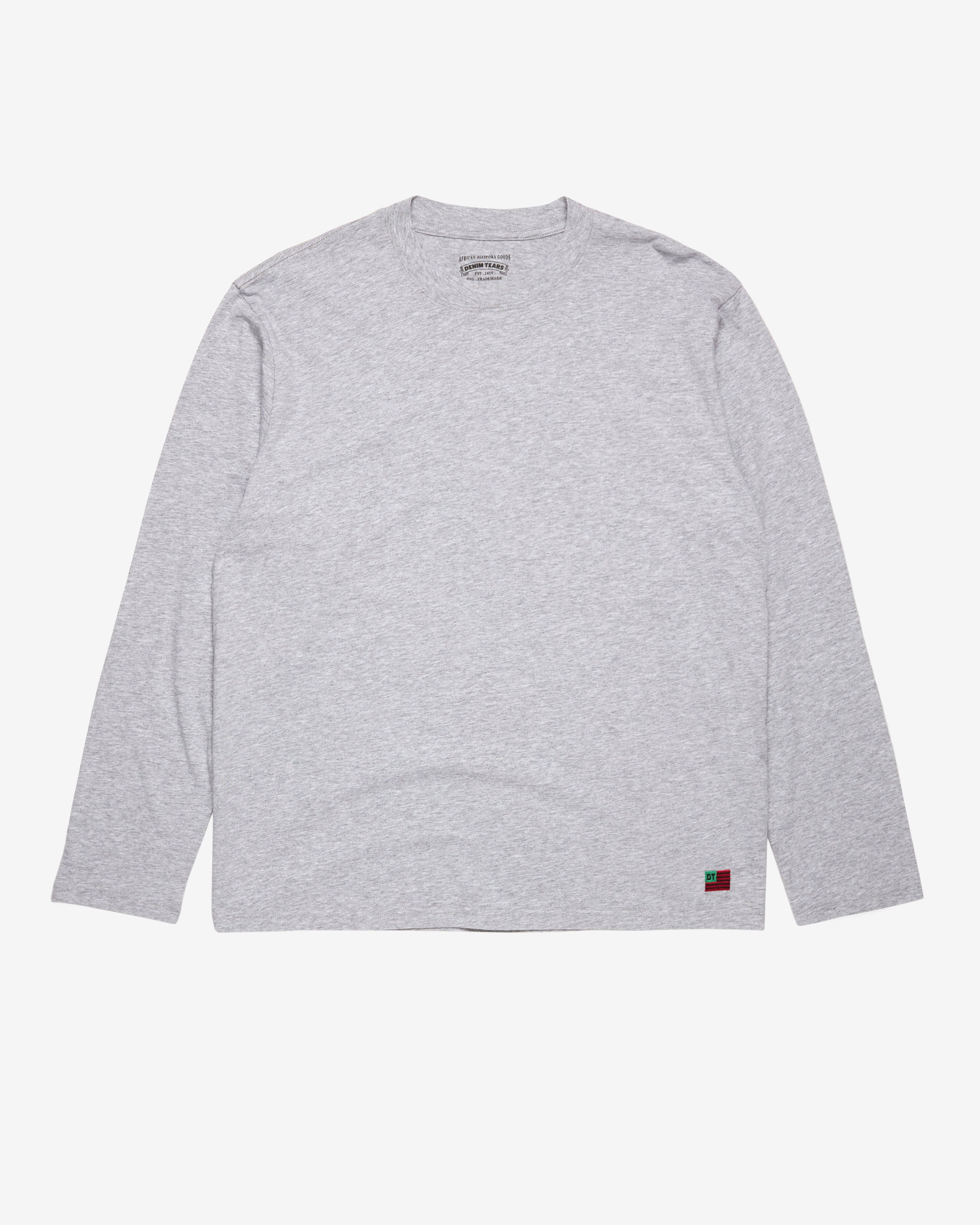 Denim Tears - Men's Long Sleeve Flag Tee - (Grey) by DENIM TEARS