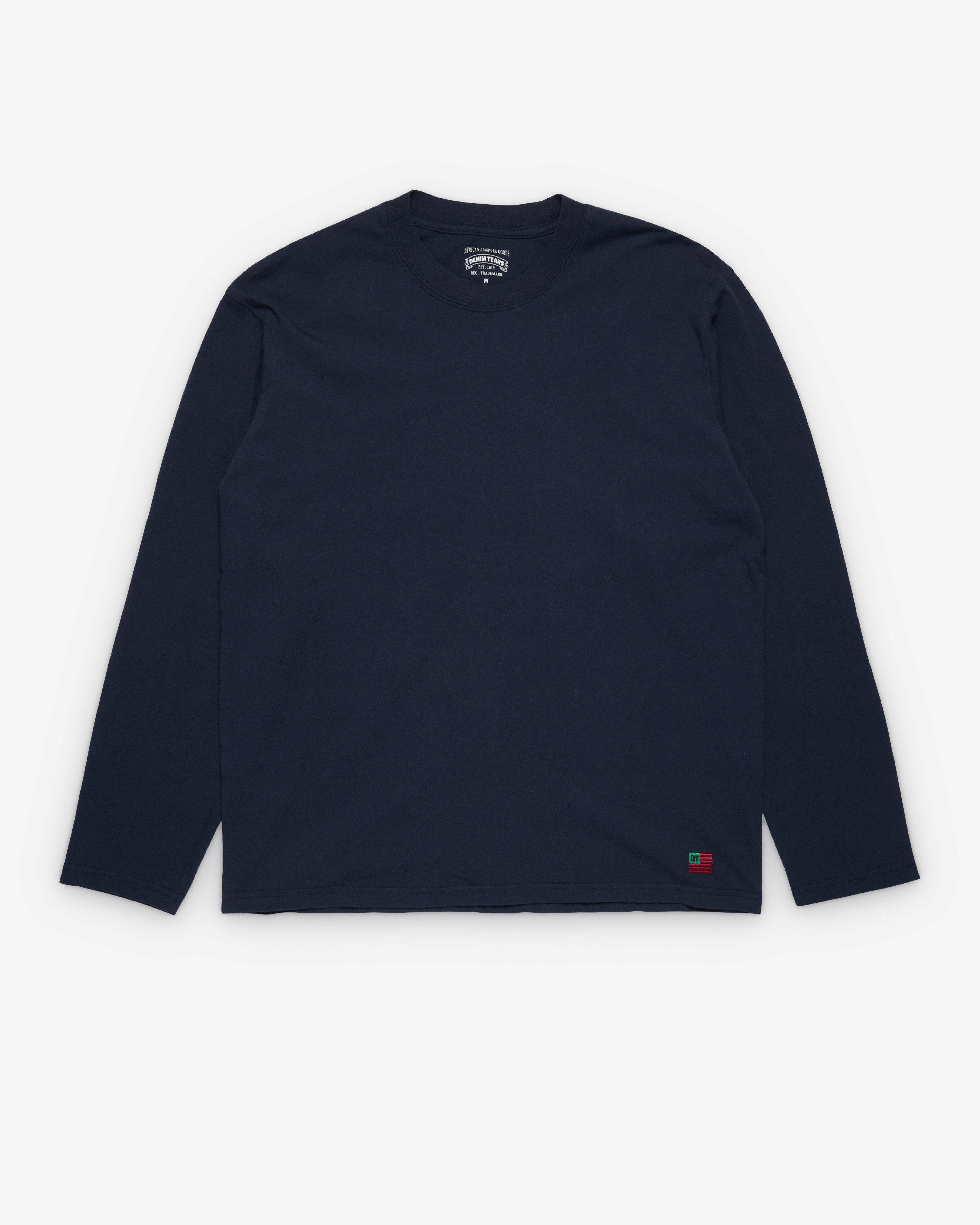 Denim Tears - Men's Long Sleeve Flag Tee - (Navy) by DENIM TEARS