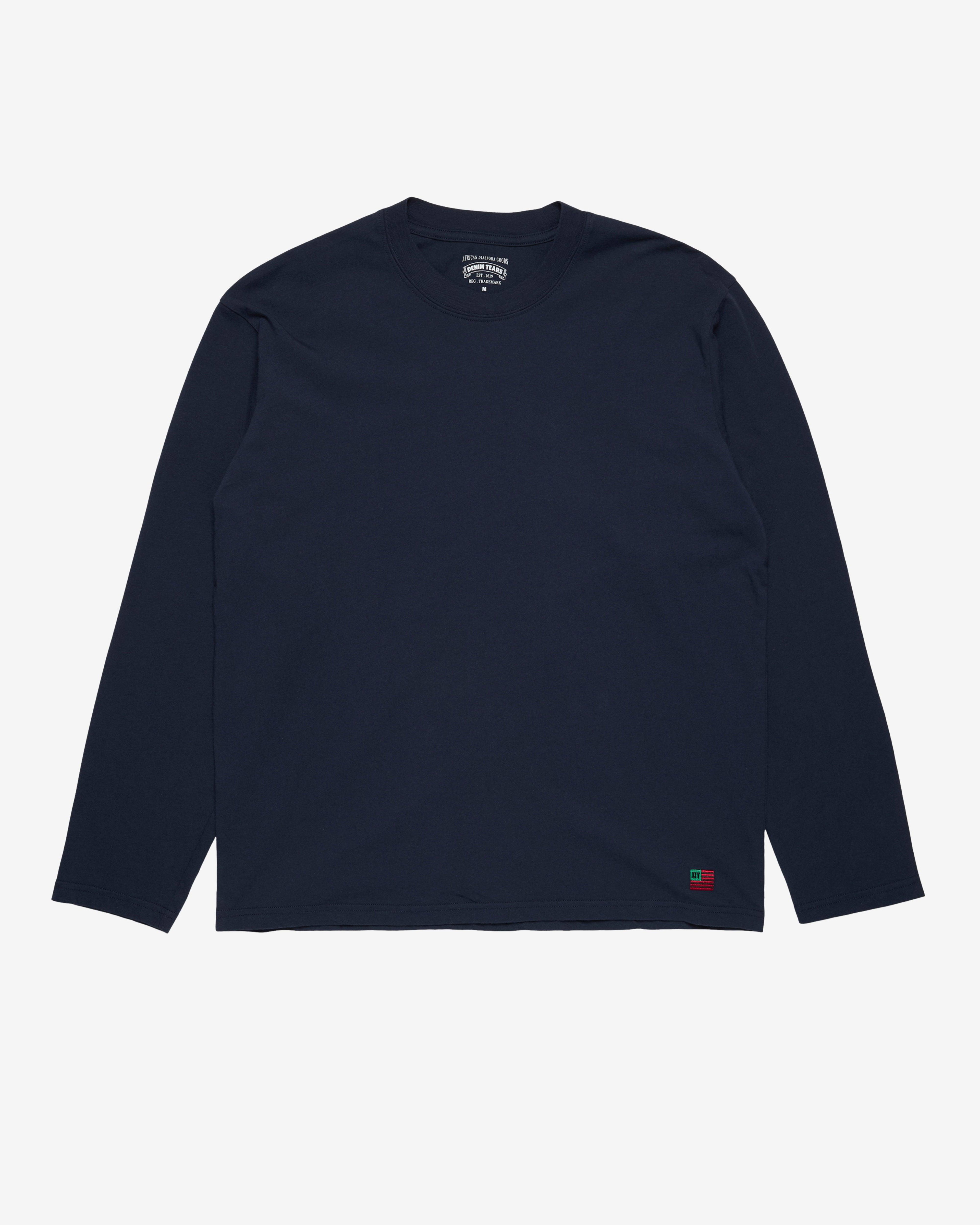Denim Tears - Men's Long Sleeve Flag Tee - (Navy) by DENIM TEARS