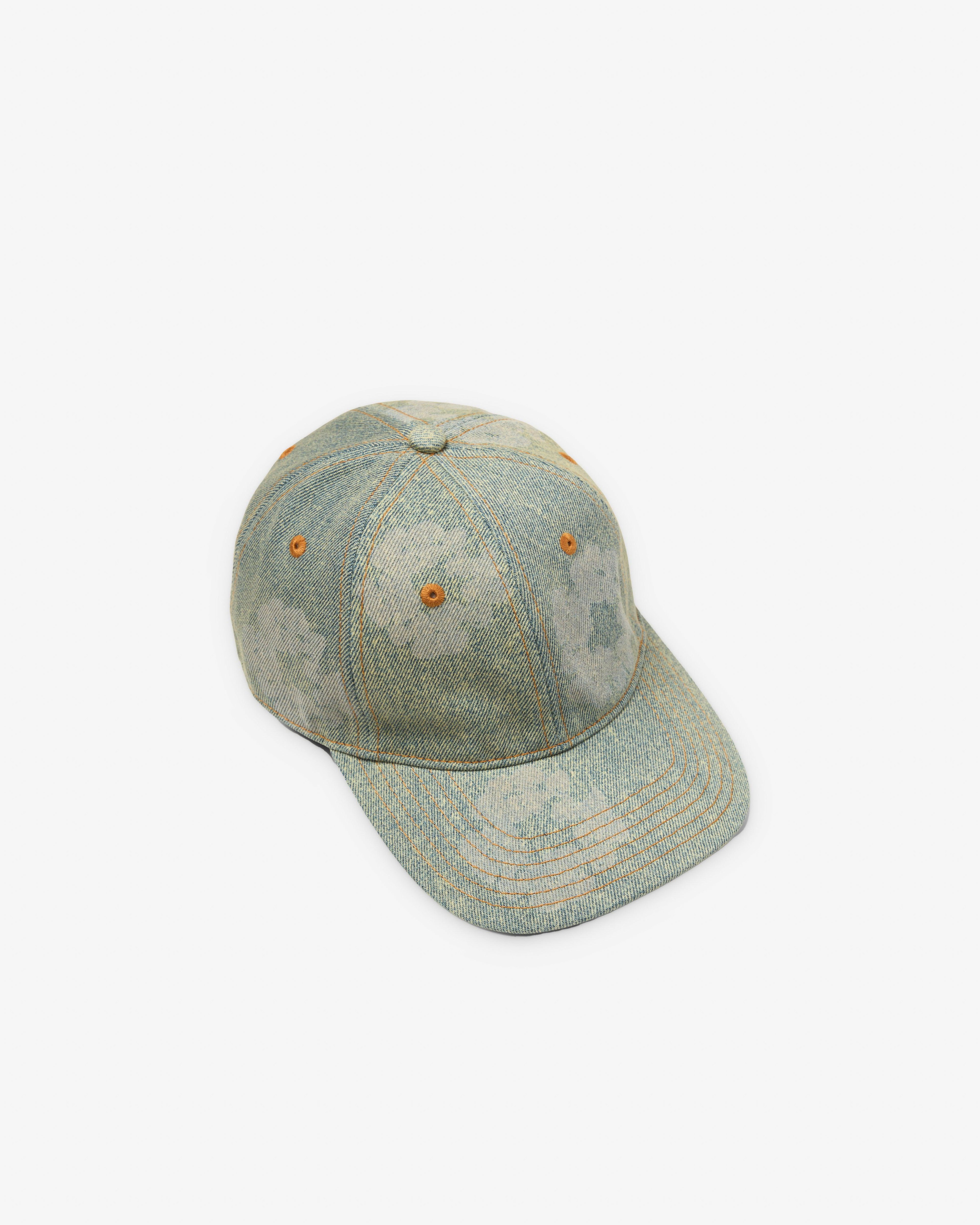 Denim Tears - Men's Mono Cotton Wreath Raw Denim Cap - (Dirty Wash) by DENIM TEARS
