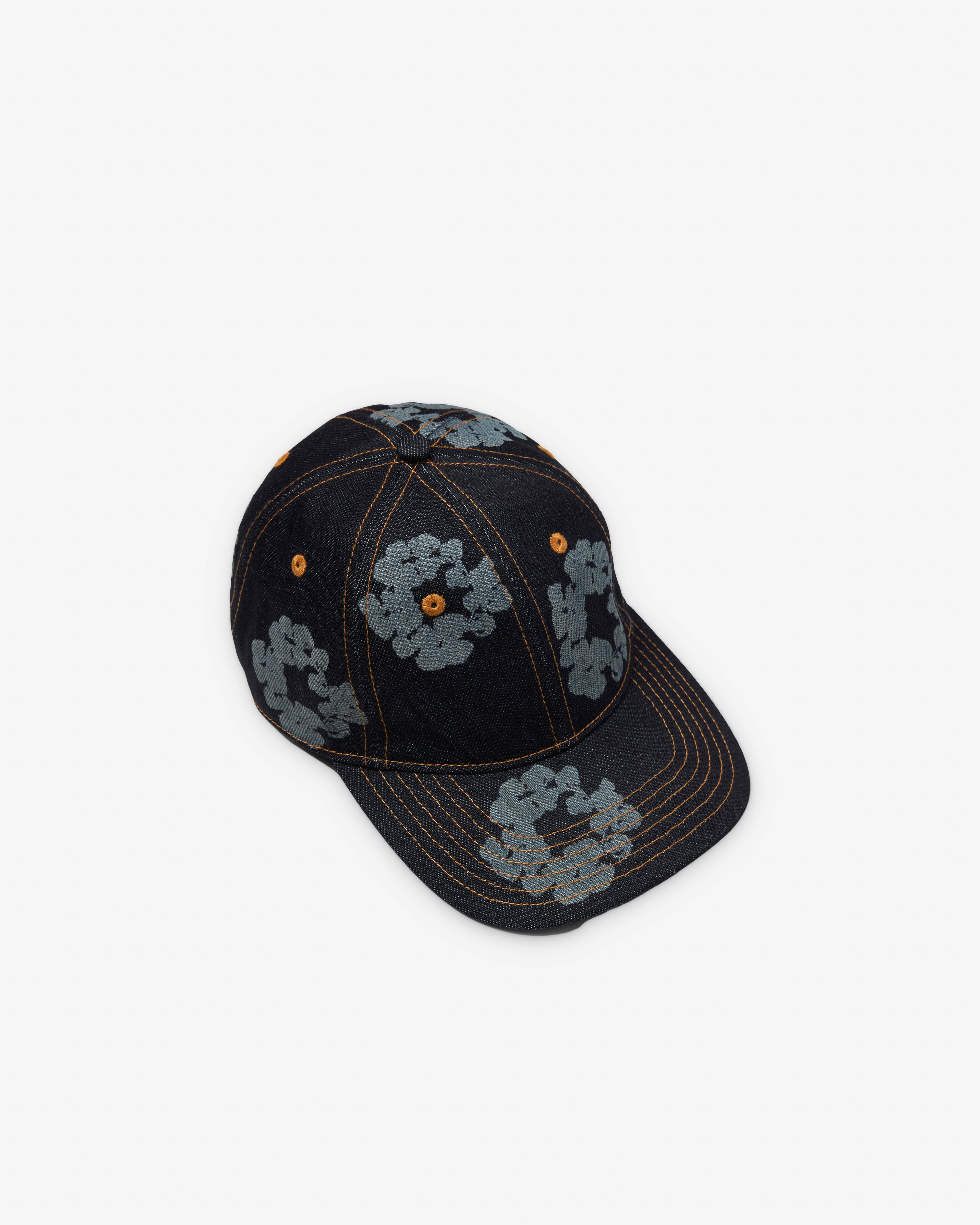Denim Tears - Men's Mono Cotton Wreath Raw Denim Cap - (Indigo Wash) by DENIM TEARS