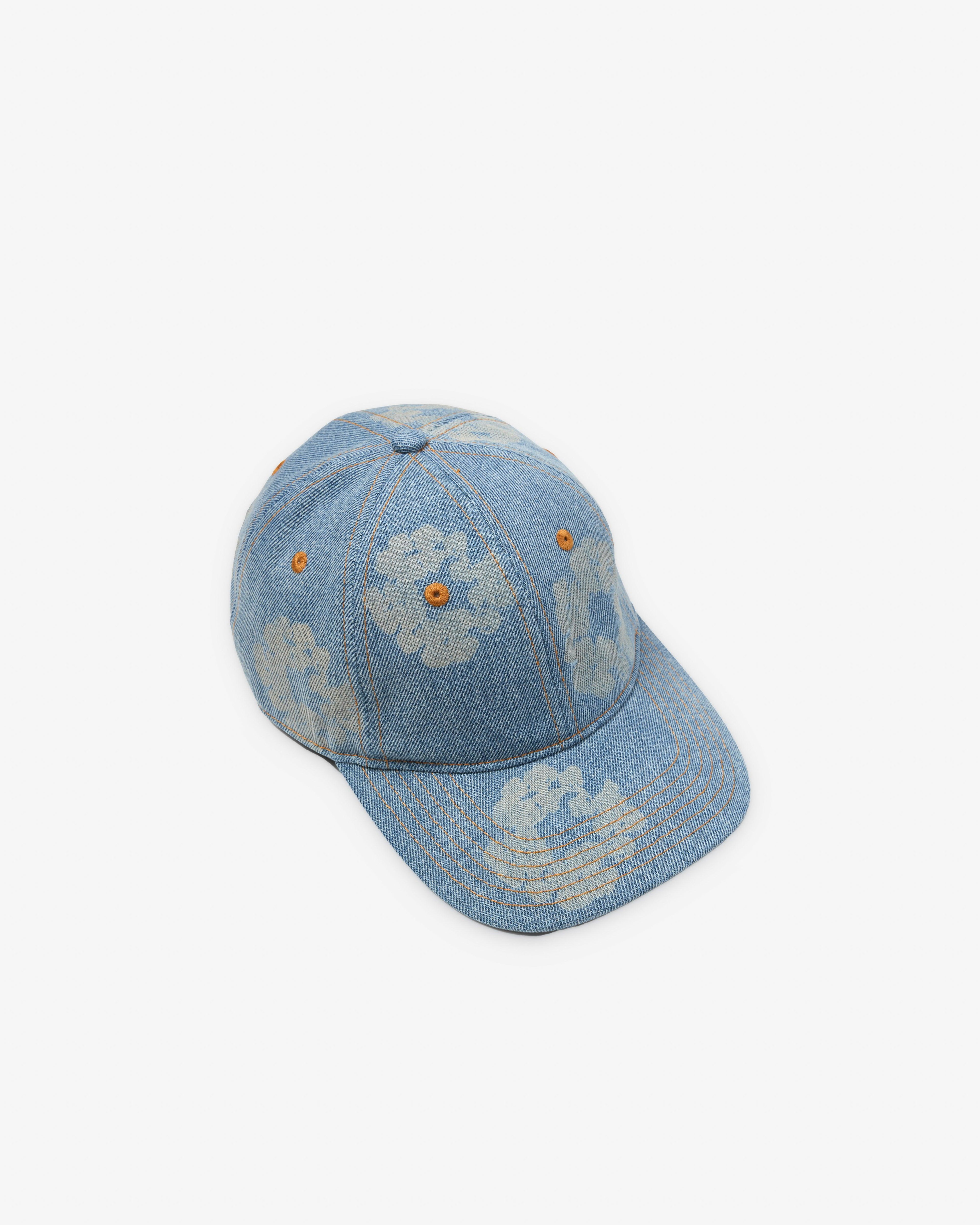 Denim Tears - Men's Mono Cotton Wreath Raw Denim Cap - (Light Wash) by DENIM TEARS