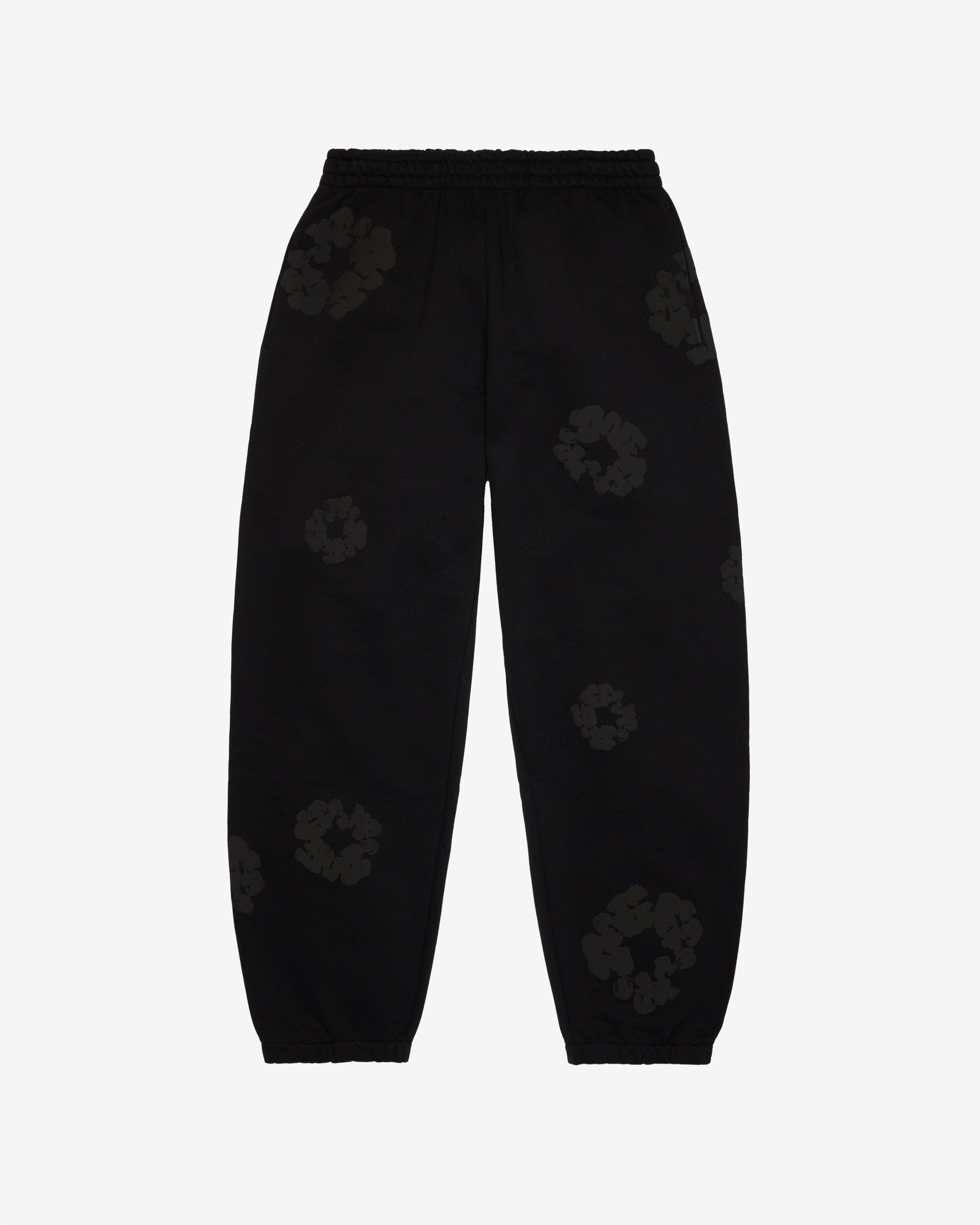 Denim Tears - Men's Mono Cotton Wreath Sweatpant - (Black) by DENIM TEARS