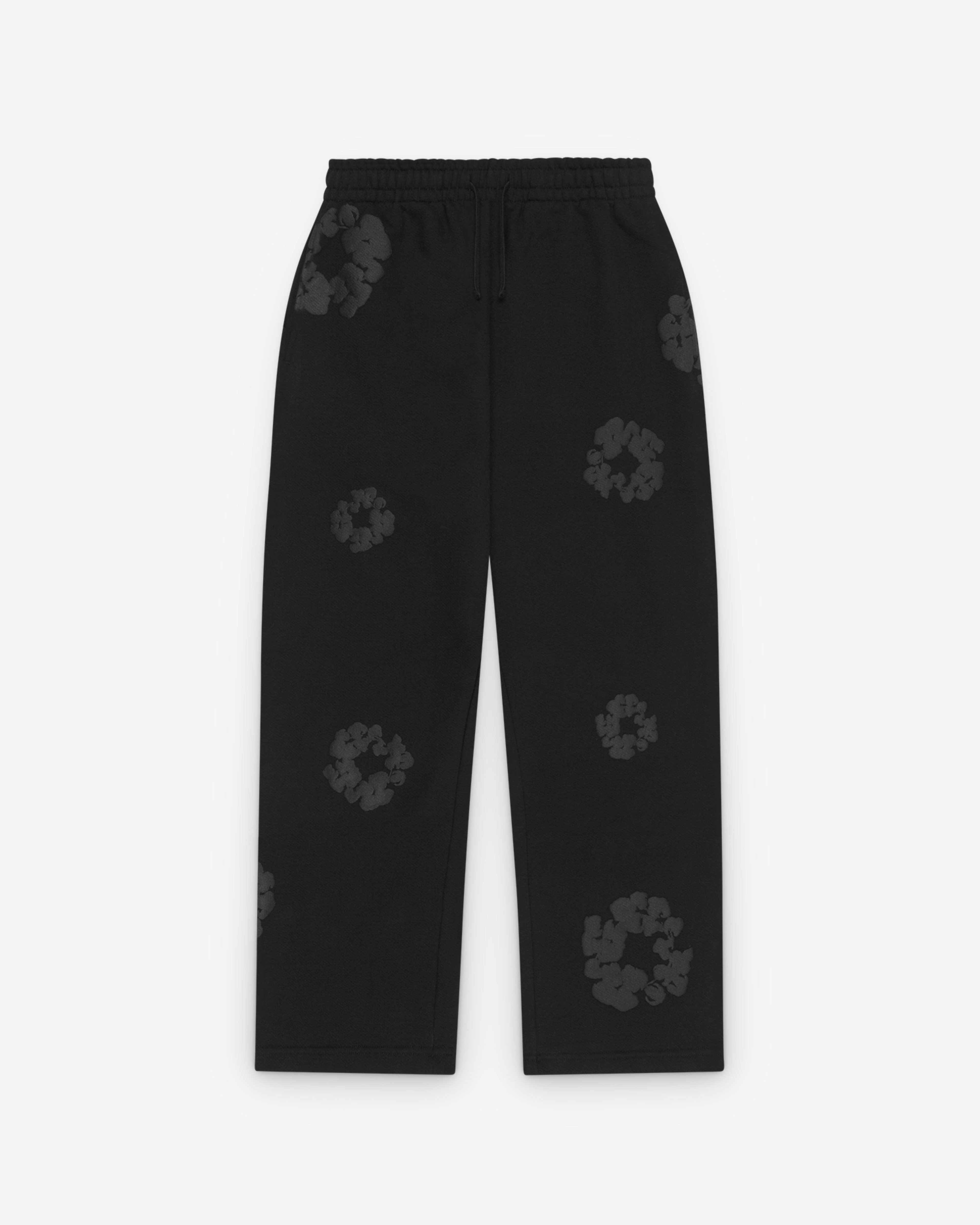 Denim Tears - Men's Mono Wreath Open Hem Sweatpant - (Black) by DENIM TEARS