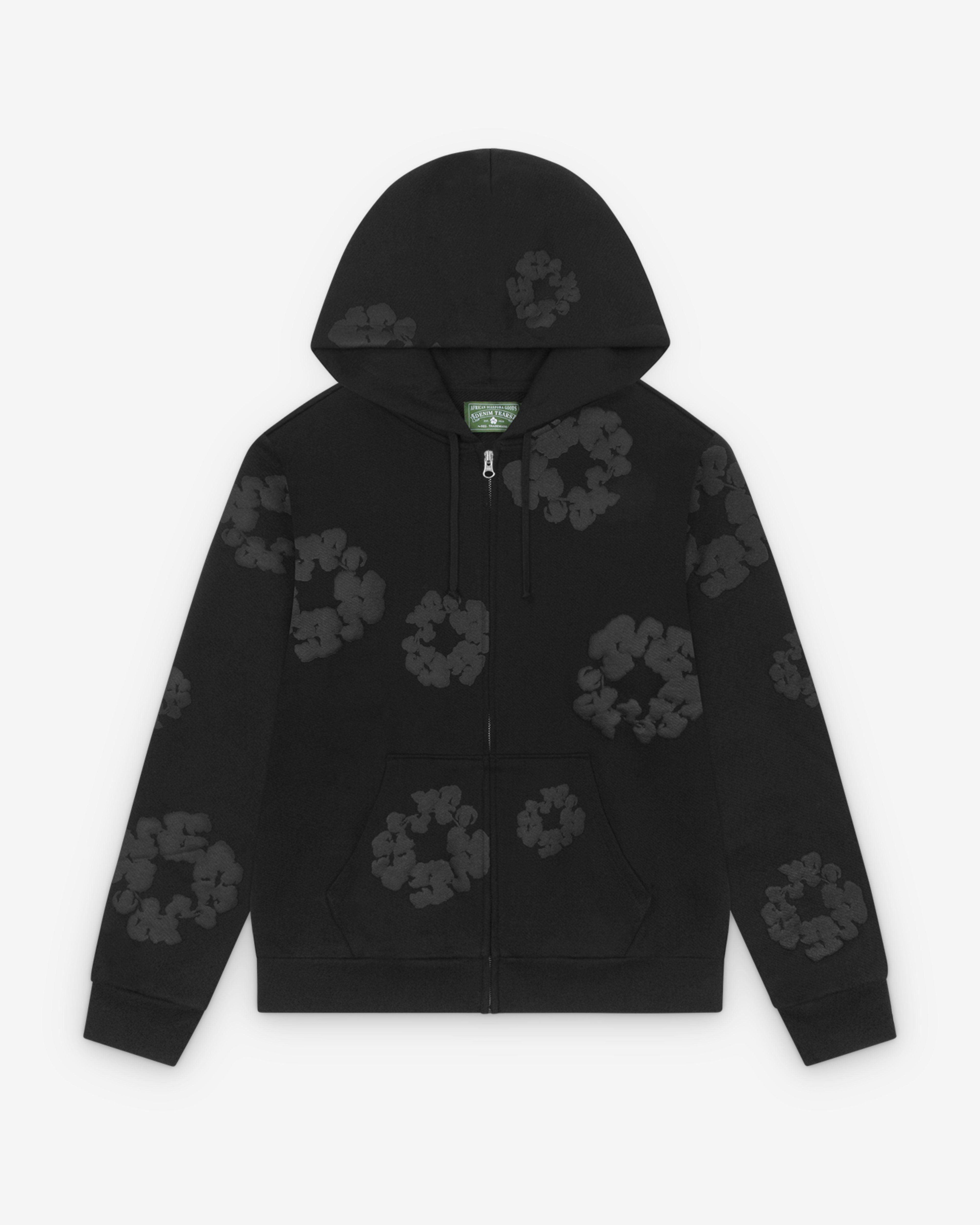Denim Tears - Men's Mono Wreath Zip Hoodie - (Black) by DENIM TEARS
