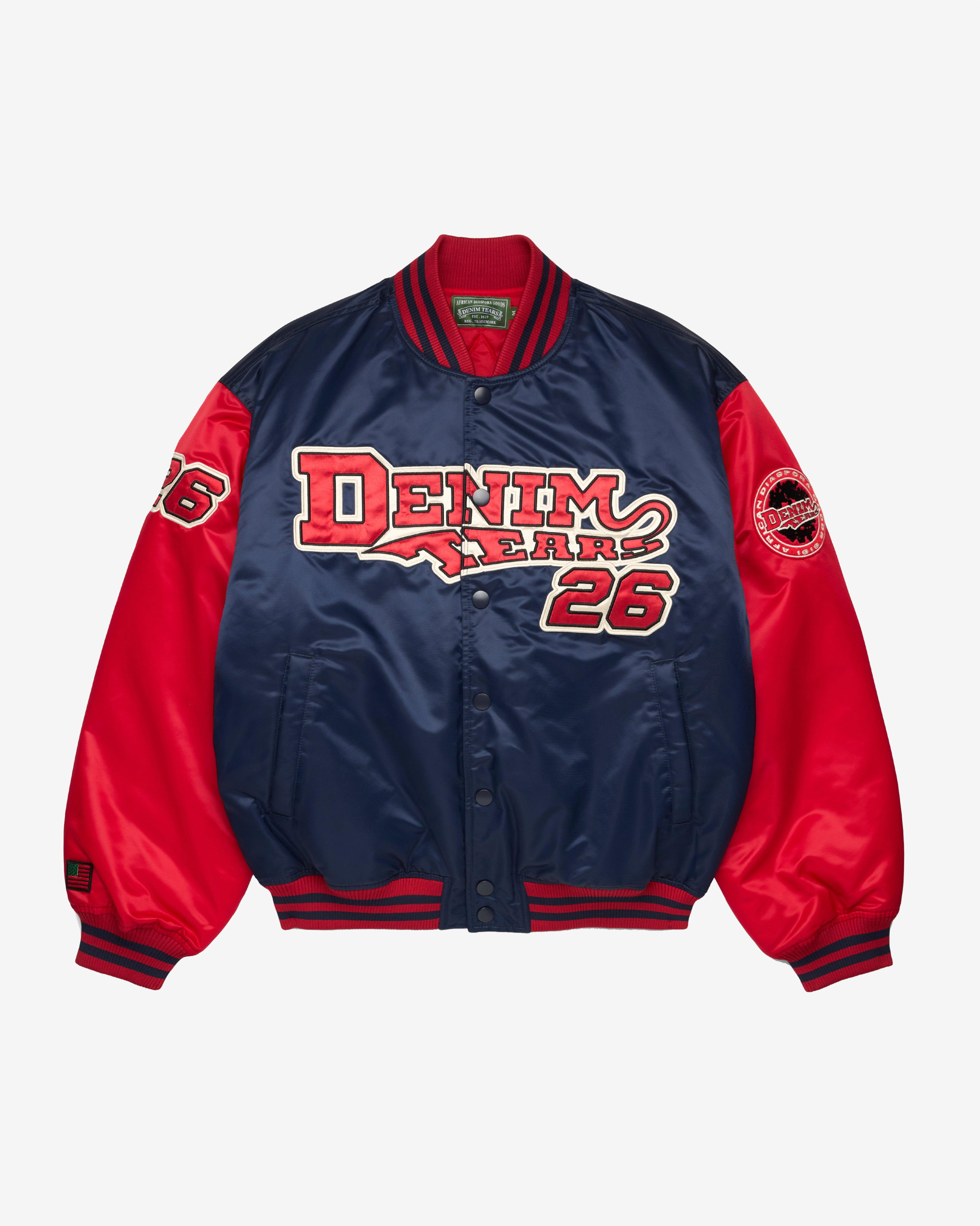 Denim Tears - Men's Nylon Varsity Jacket - (Navy) by DENIM TEARS