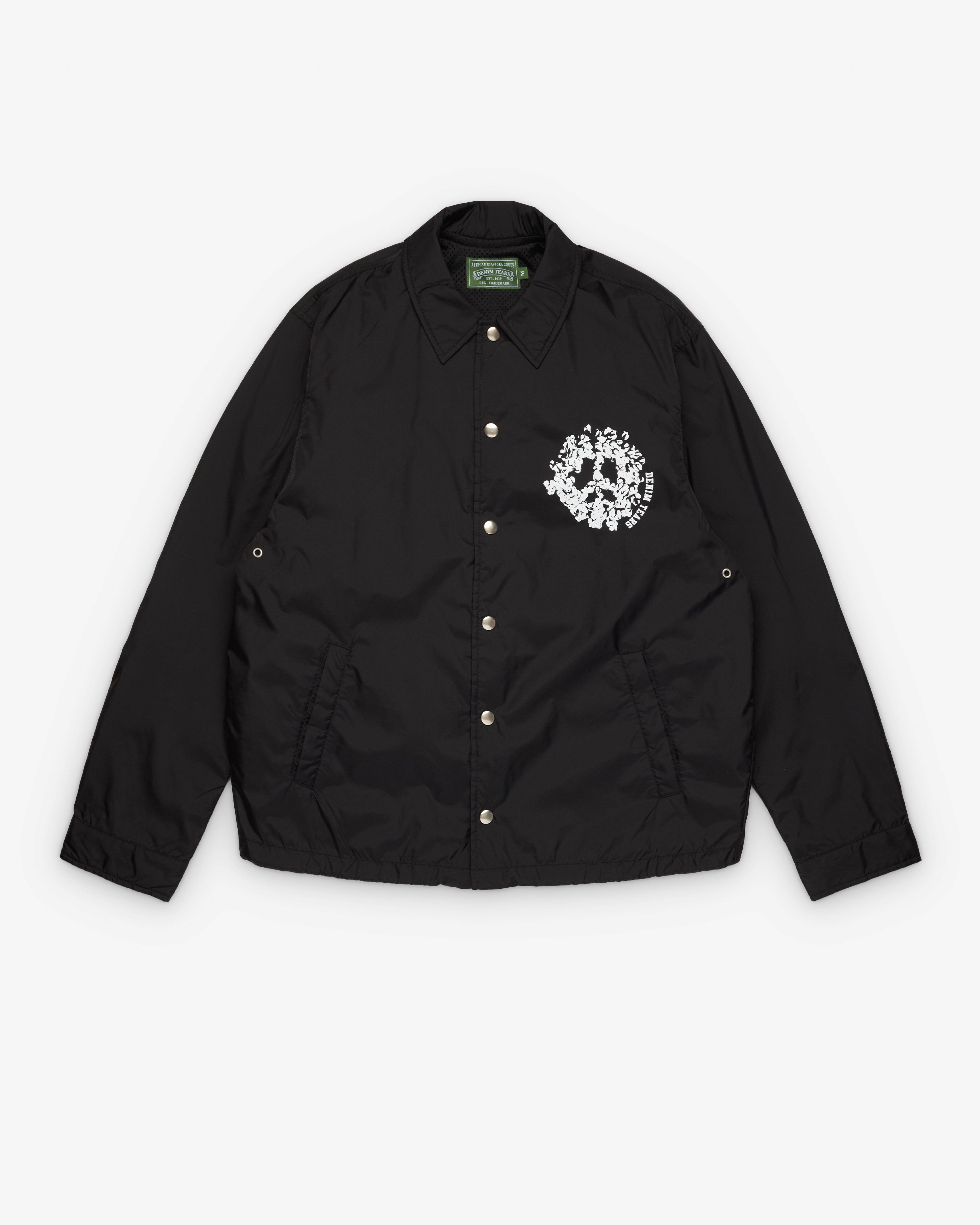 Denim Tears - Men's Peace Wreath Coaches Jacket - (Black) by DENIM TEARS
