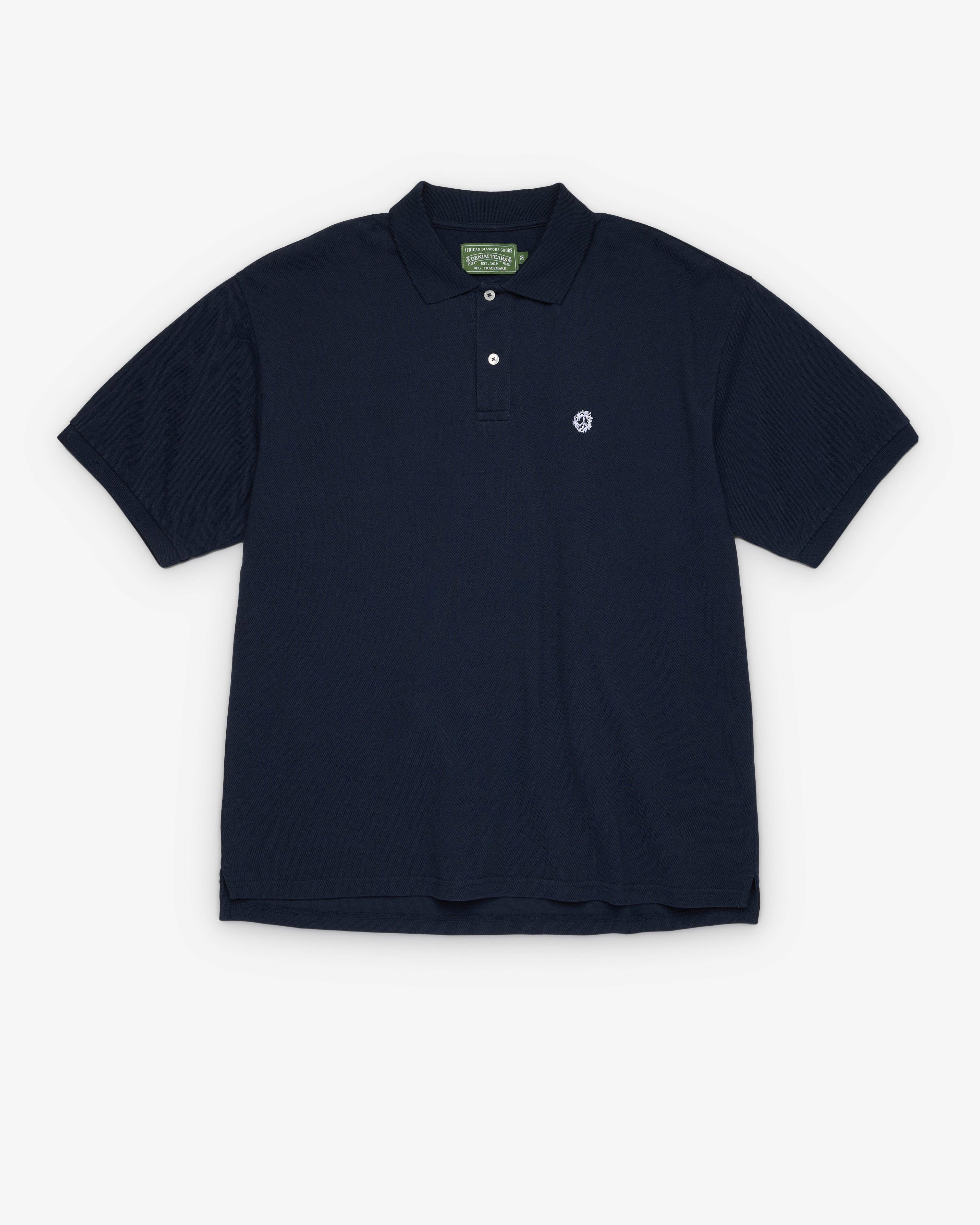 Denim Tears - Men's Peace Wreath Polo - (Navy) by DENIM TEARS