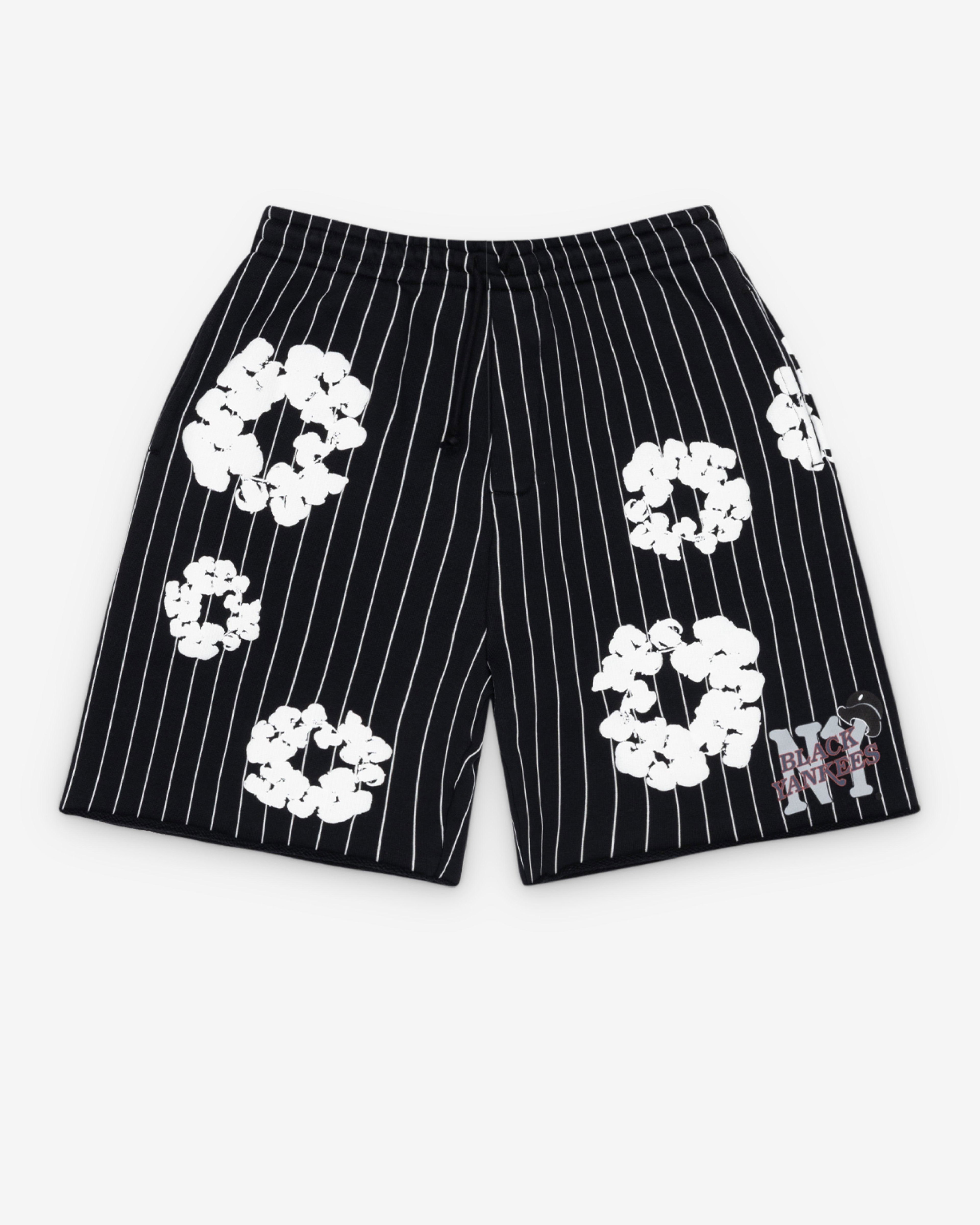 Denim Tears - Men's Pinstripe Wreath Sweatshorts - (Black) by DENIM TEARS