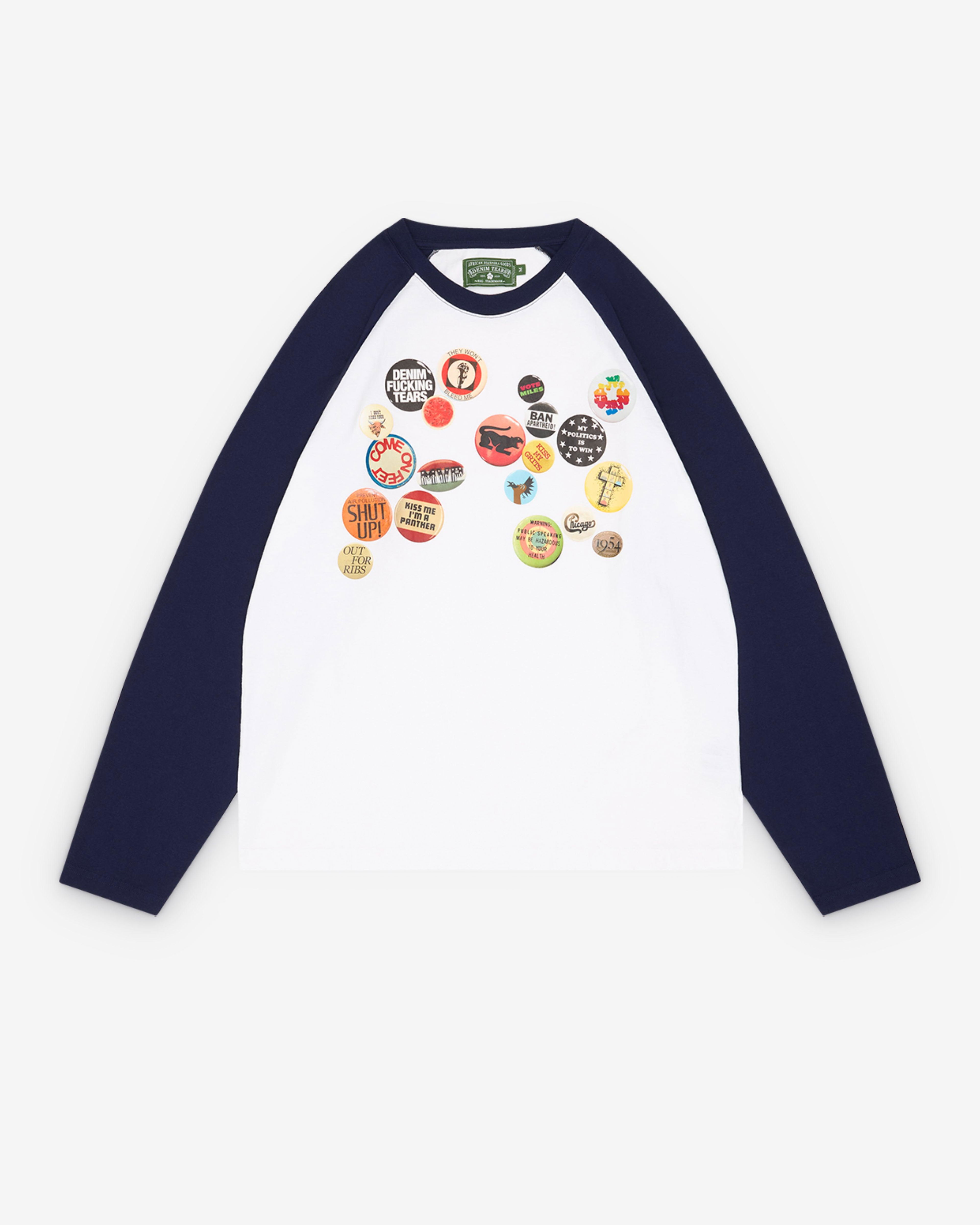 Denim Tears - Men's Raglan Long Sleeve T-Shirt - (White) by DENIM TEARS