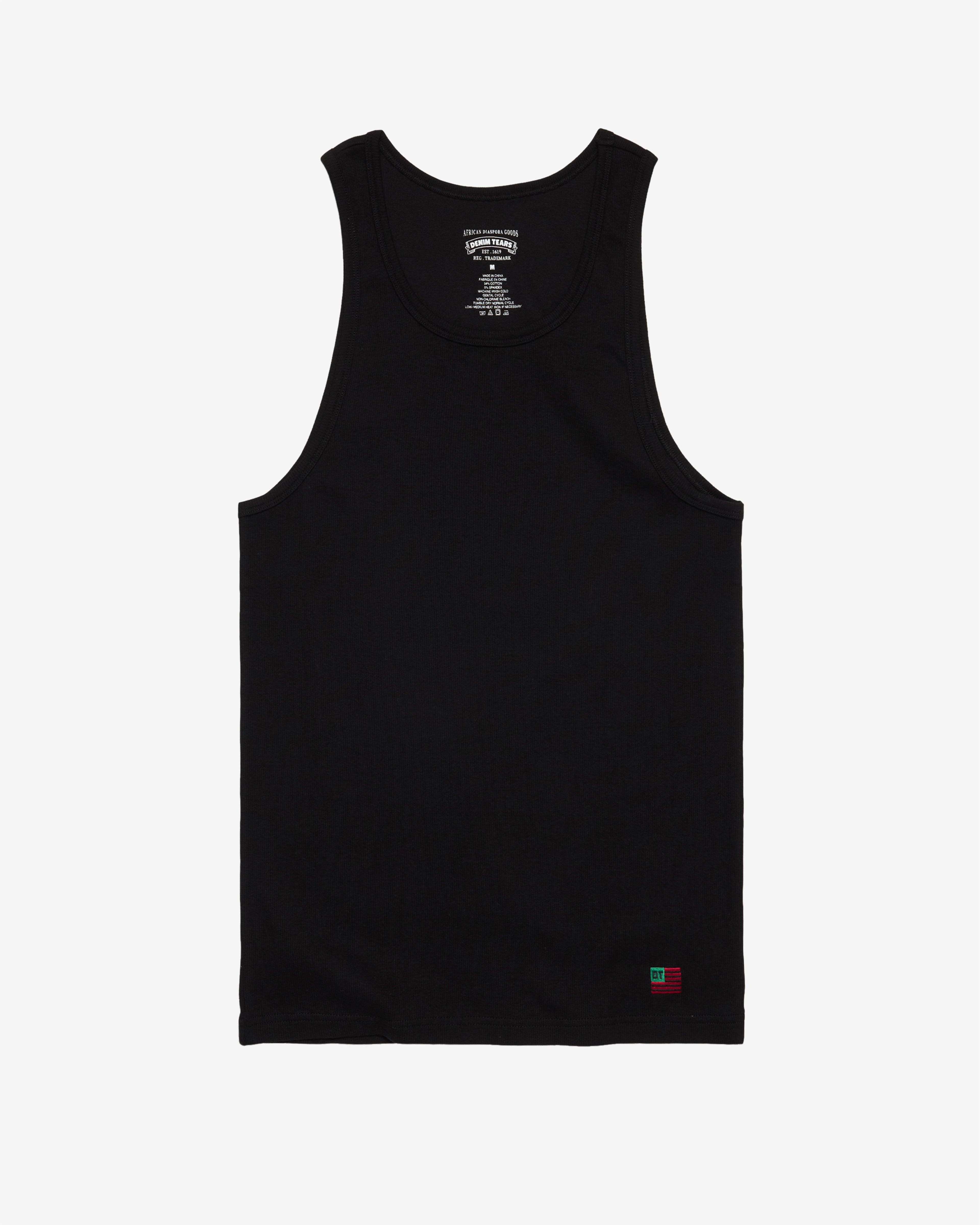 Denim Tears - Men's Ribbed Flag Tank - (Black) by DENIM TEARS
