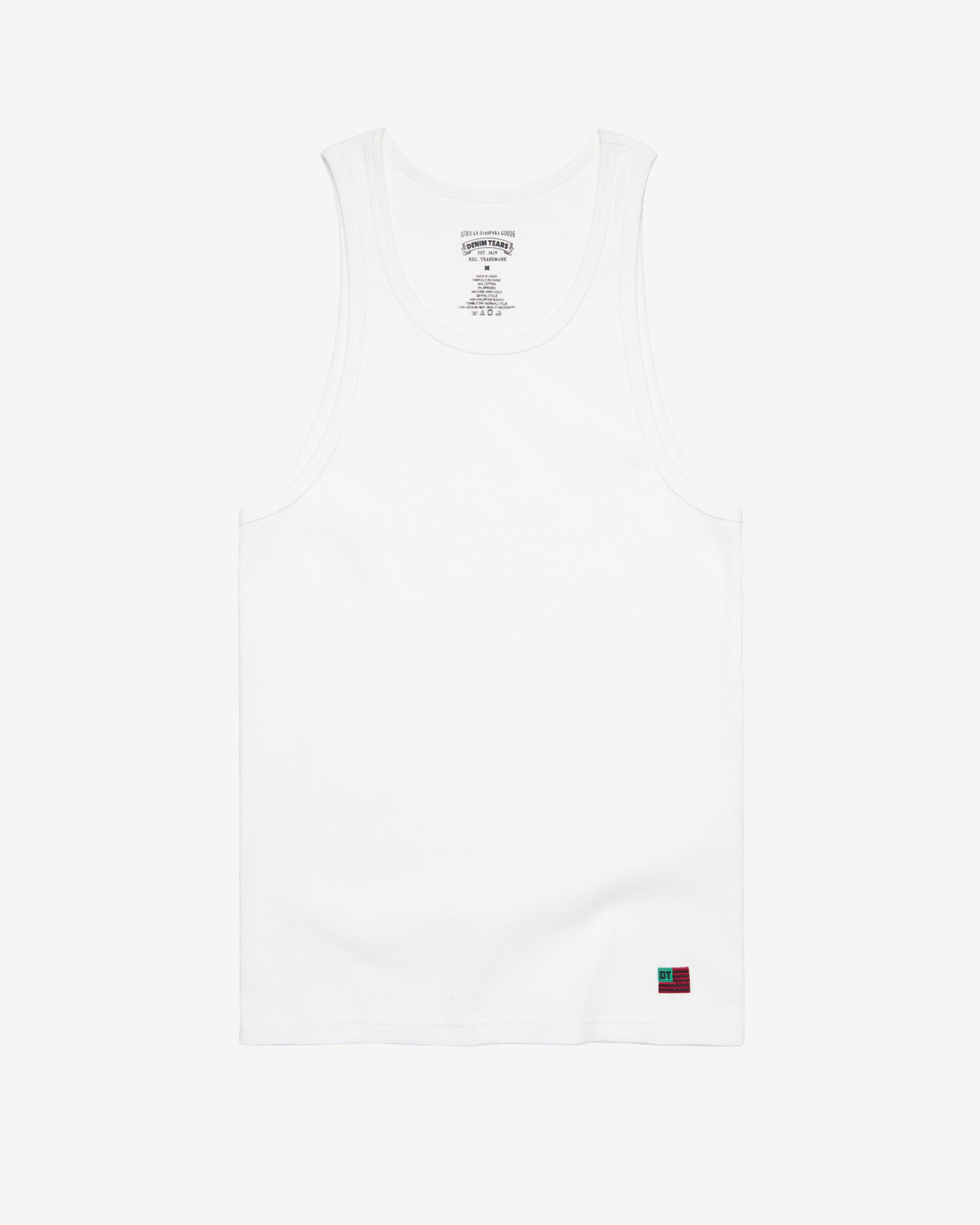 Denim Tears - Men's Ribbed Flag Tank - (White) by DENIM TEARS