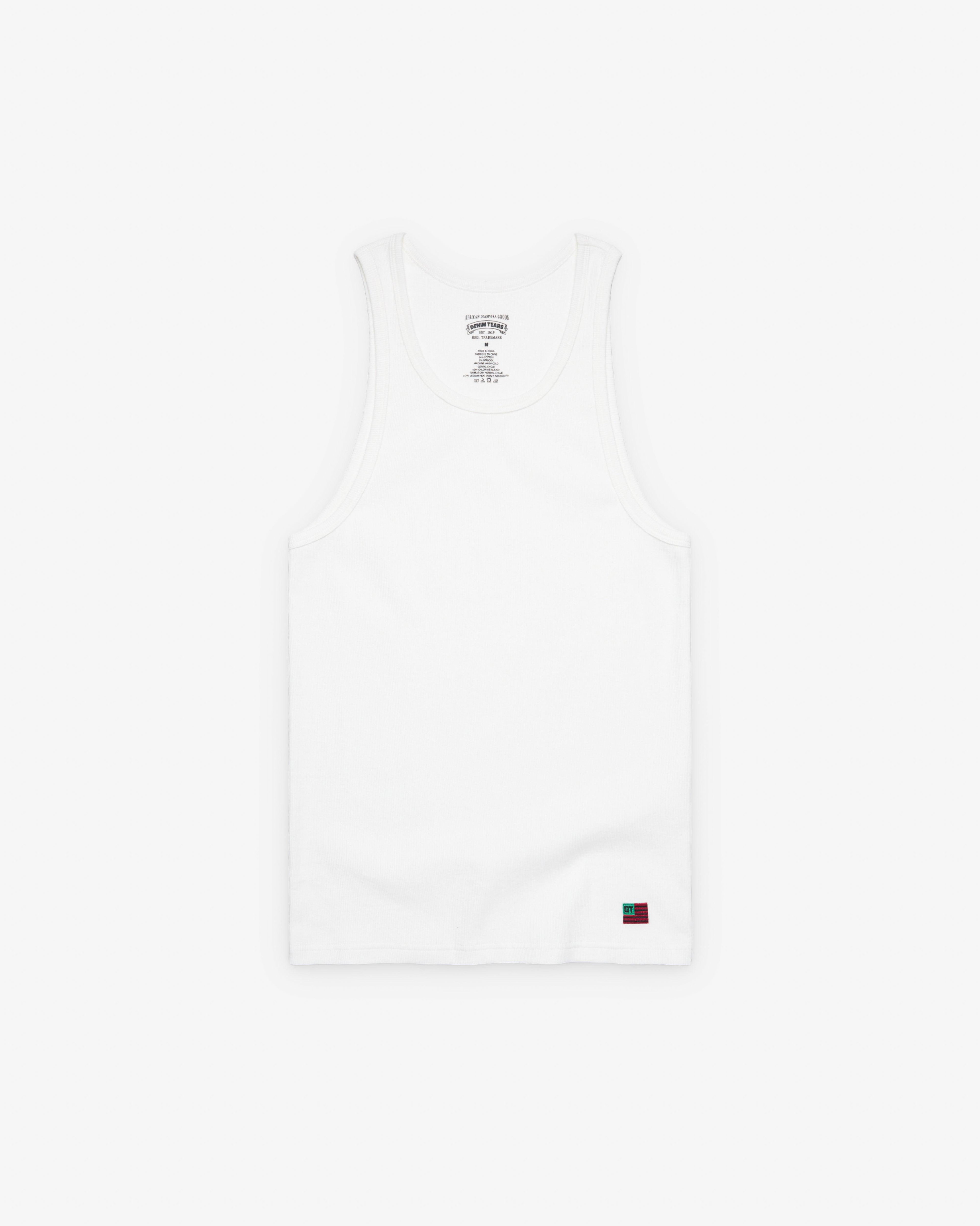 Denim Tears - Men's Ribbed Flag Tank - (White) by DENIM TEARS