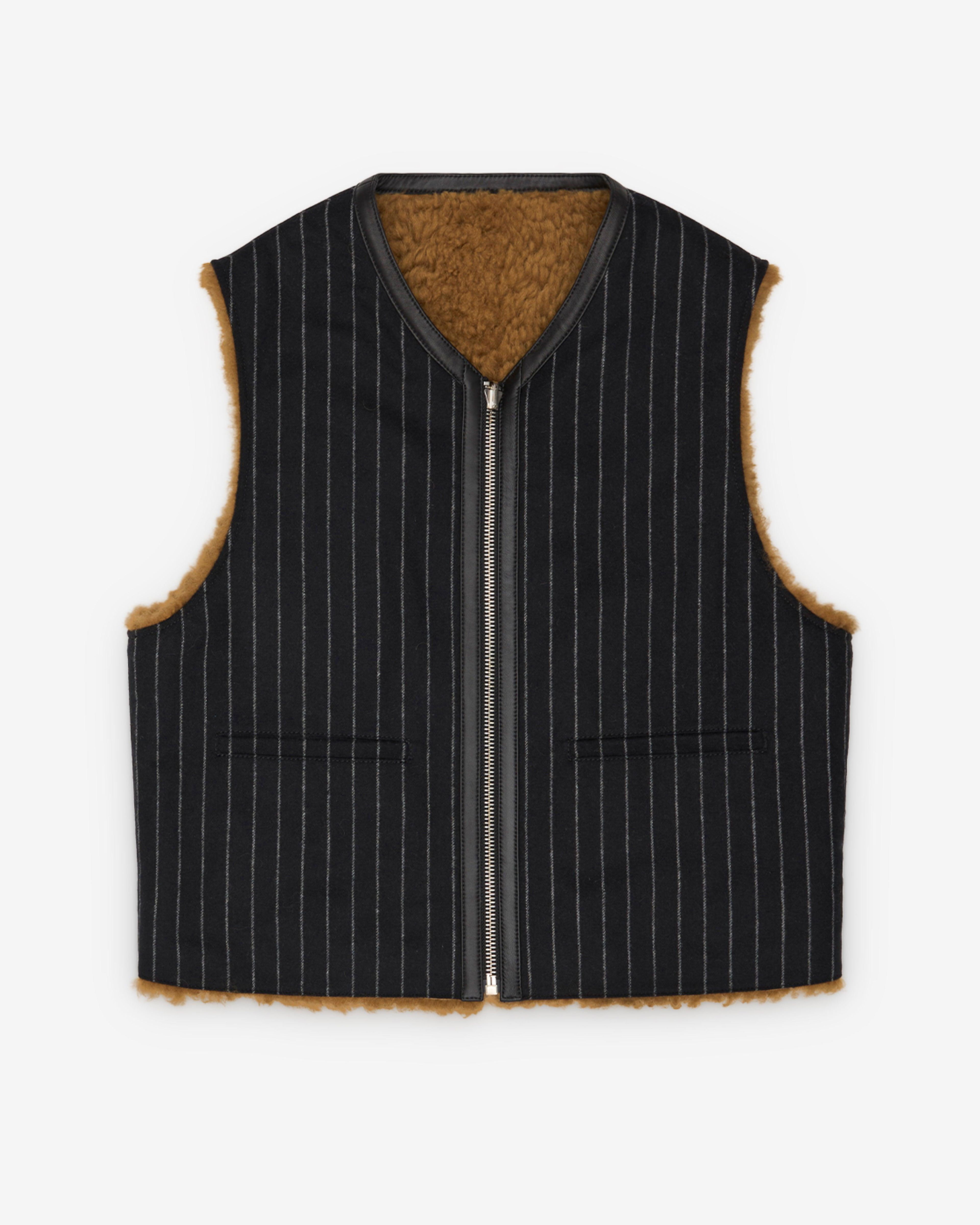 Denim Tears - Men's Shearling Vest - (Pinstripe) by DENIM TEARS