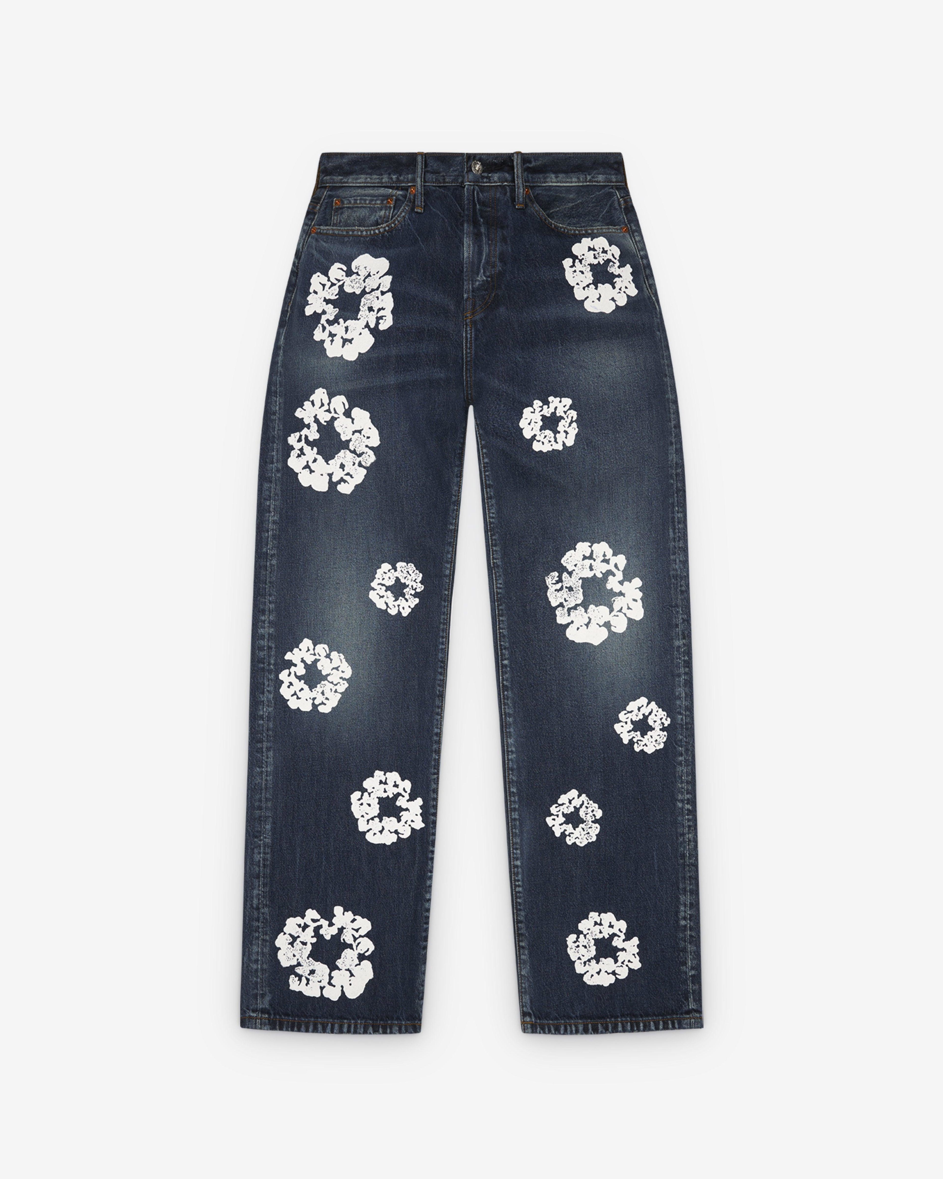 Denim Tears - Men's The Cotton Wreath Baggy Denim - (Dark Wash) by DENIM TEARS