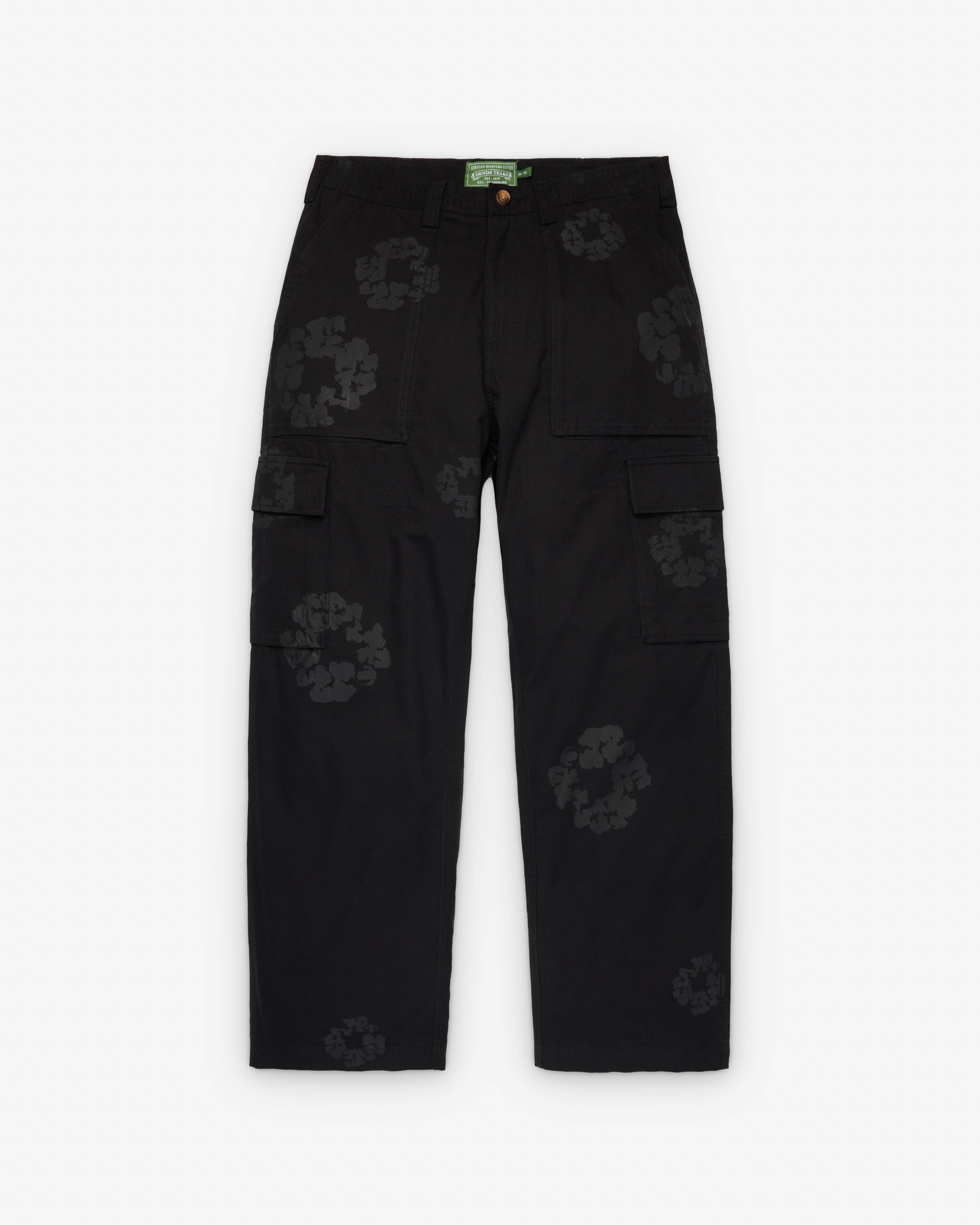 Denim Tears - Men's Wreath Cargo Pant - (Black) by DENIM TEARS