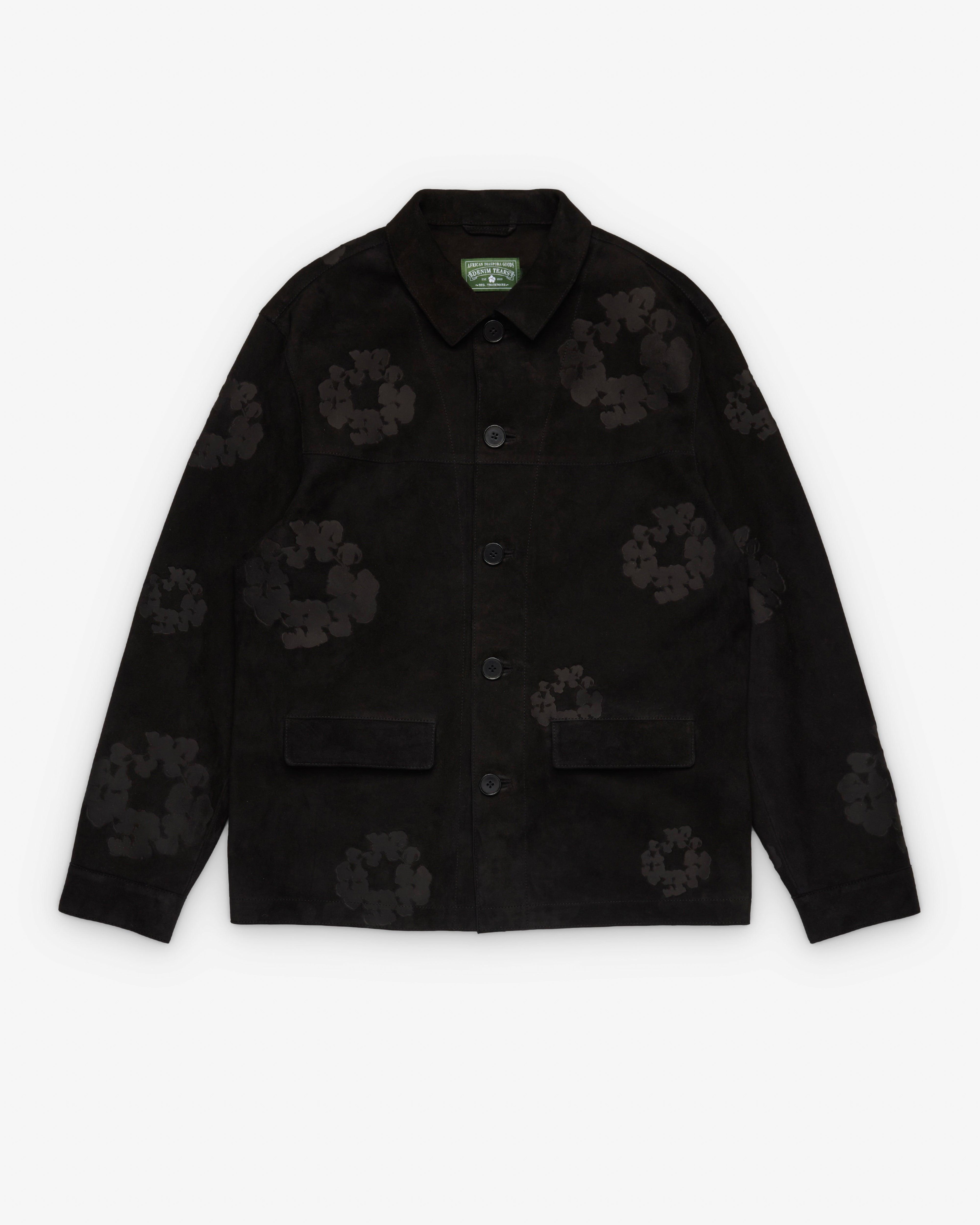 Denim Tears - Men's Wreath Suede Jacket - (Black) by DENIM TEARS