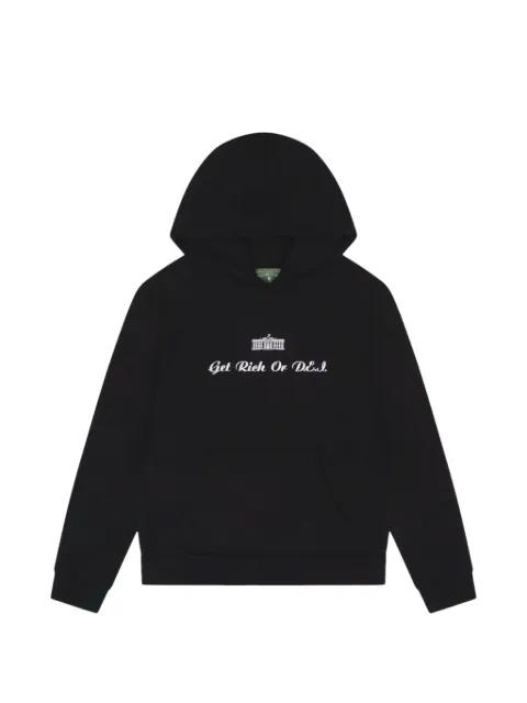 Get Rich or DEI embroidered hoodie by DENIM TEARS