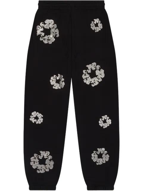 Swarovski Wreath "Black" track pants by DENIM TEARS