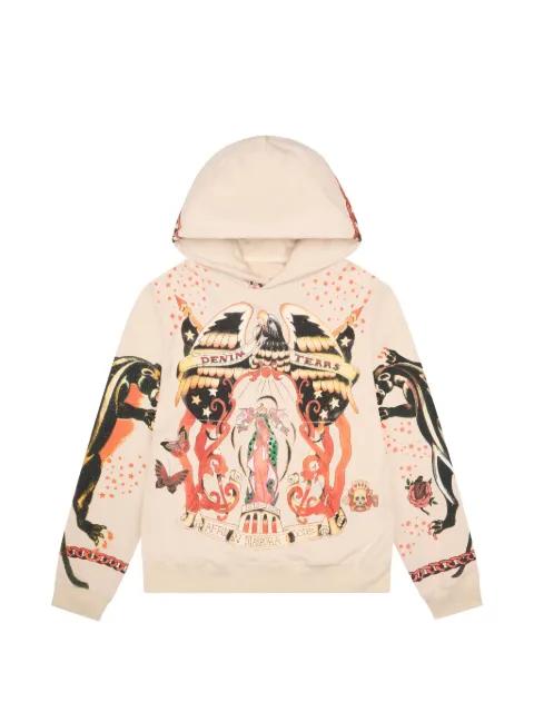 Tattoo Pullover Hoodie "Cream" by DENIM TEARS