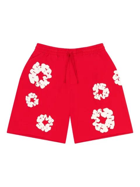 Wreath-print track shorts by DENIM TEARS