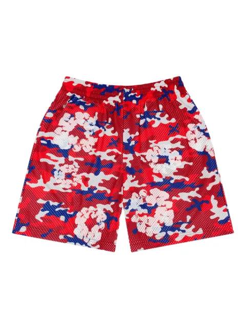 camo wreath mesh shorts by DENIM TEARS