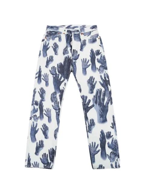 hand print belt loops jeans by DENIM TEARS