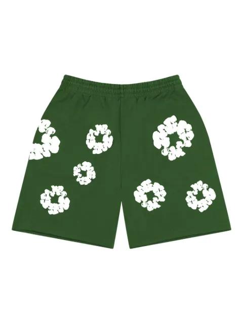 wreath-print track shorts by DENIM TEARS