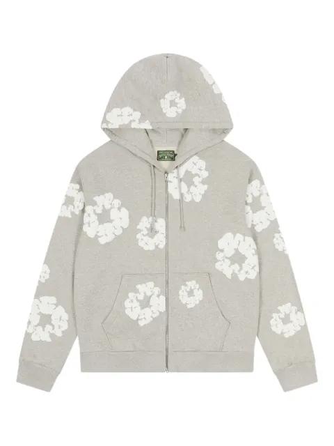 wreath-print zip-up hoodie by DENIM TEARS