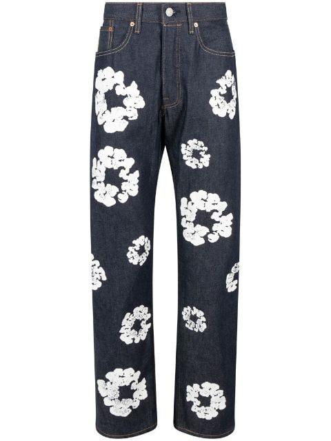 x Levi's Cotton Wreath-print "Selvedge" jeans by DENIM TEARS
