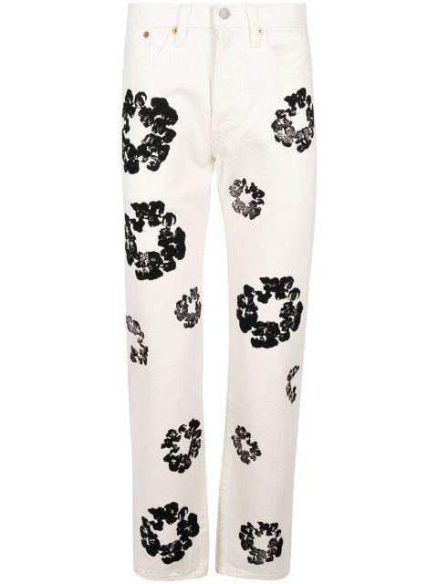 x Levi's wreath-print straight-leg jeans by DENIM TEARS