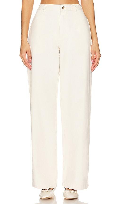 Denimist Flat Front Wide Leg Chino in Ivory by DENIMIST
