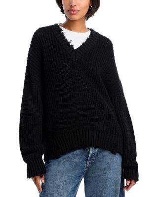 Distressed V Neck Sweater by DENIMIST