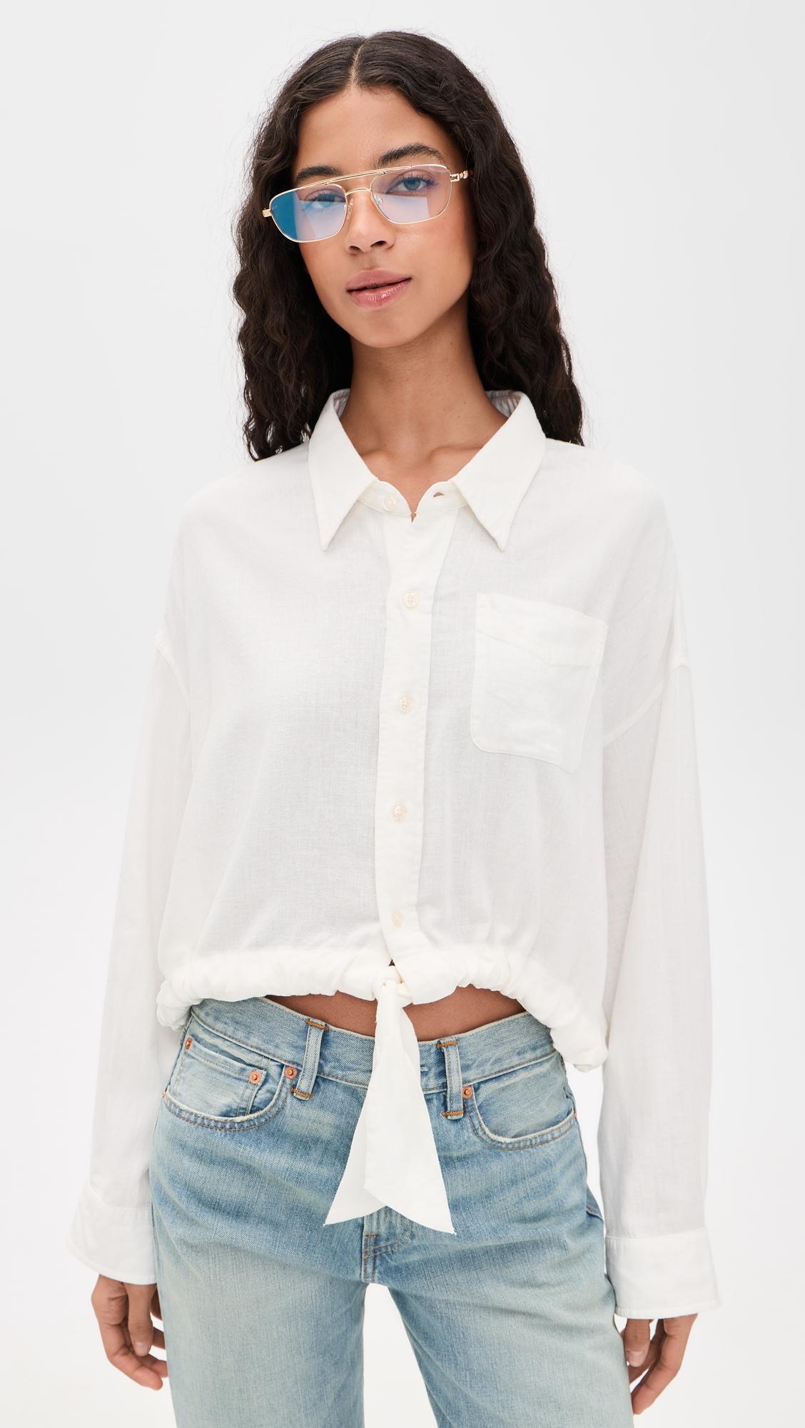 Long Sleeve Front Tie Shirt by DENIMIST