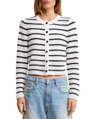 Stripe Shrunken Cardigan Sweater by DENIMIST