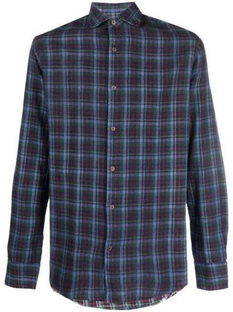 check-print long-sleeve shirt by DEPERLU