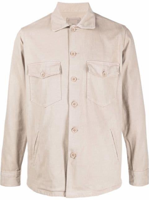 flap-pocket cotton shirt by DEPERLU