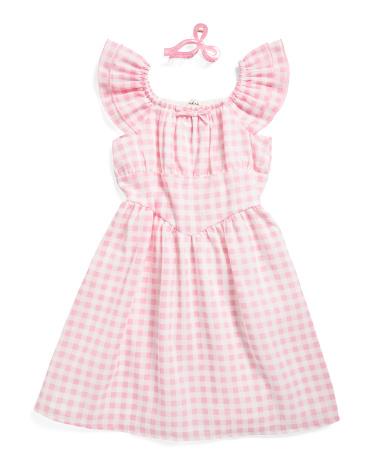 Girls Printed Dress With Hairclip | Polyester/Cotton by DEREK HEART