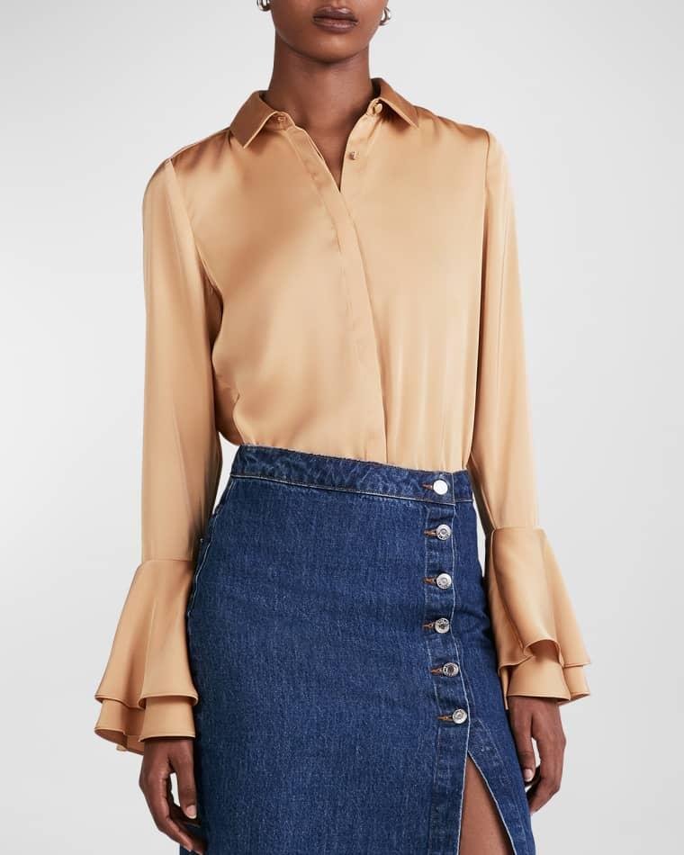 Selma Flare-Cuff Button-Front Blouse by DEREK LAM 10 CROSBY
