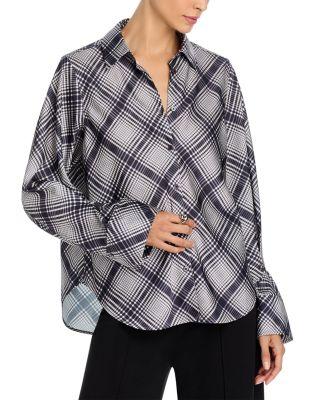 Wesley Lattice Print Crepe Back Satin Shirt by DEREK LAM 10 CROSBY