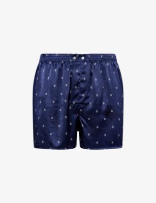 Brindisi Printed Classic-Fit Silk Boxer Shorts by DEREK ROSE